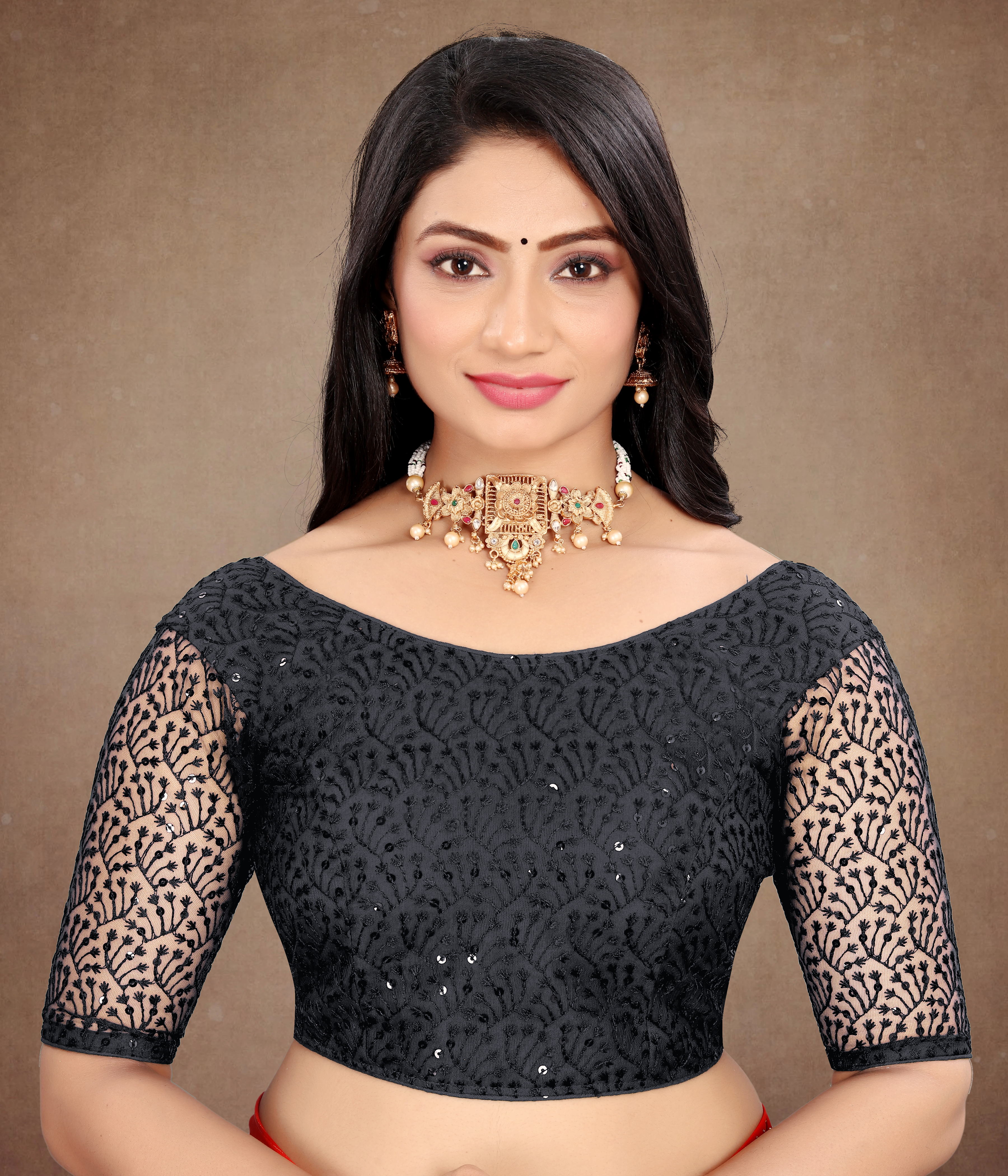 Transparent Back Latest Design Net Blouse Embroidery with Sequenc Work, Sylist Net Blouse For women, full stitched blouse