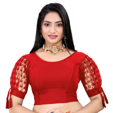 Casual Round Neck Short Sleeves Solid Lycra Blouse for Women, Fancy and Trendy blouse for girls and women