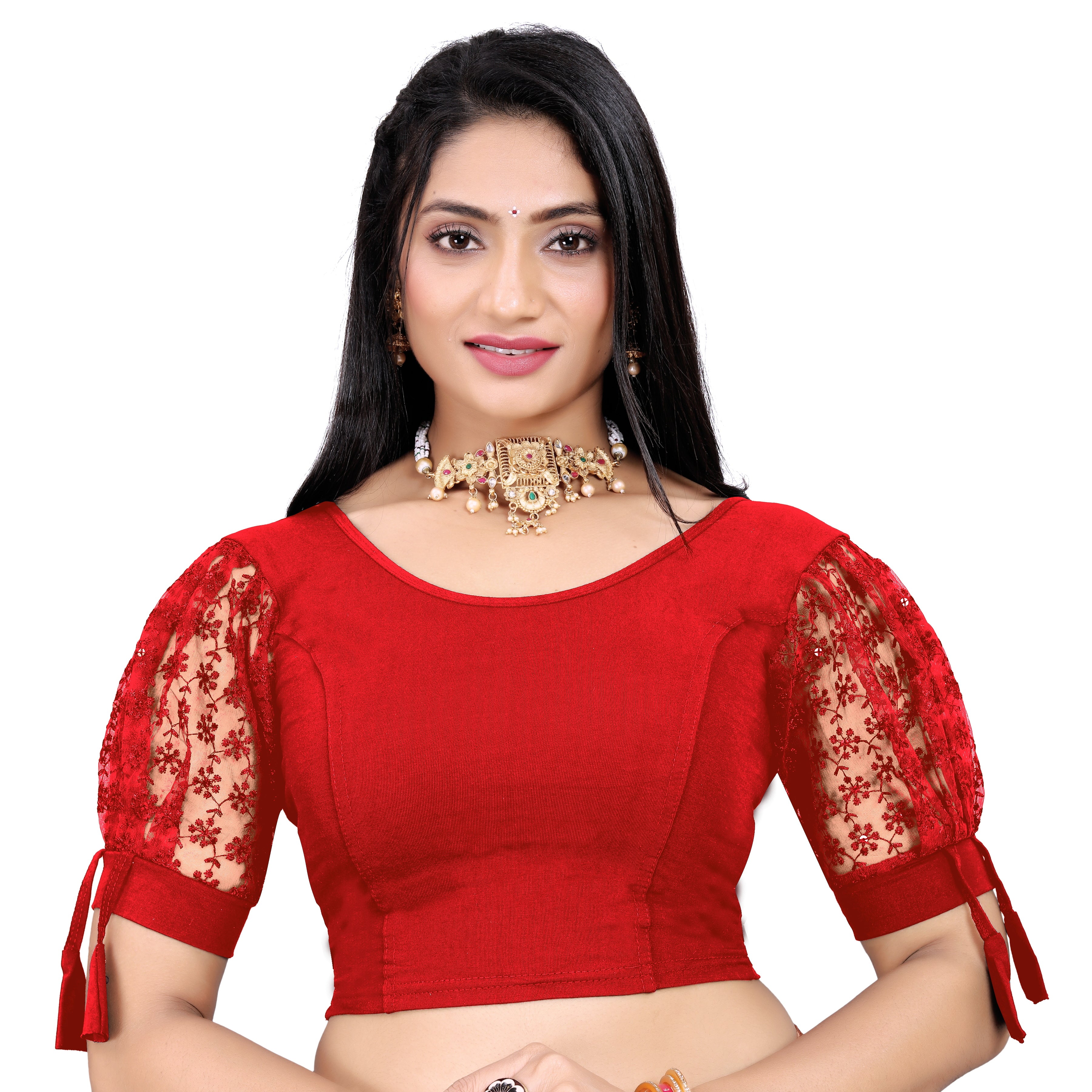 Casual Round Neck Short Sleeves Solid Lycra Blouse for Women, Fancy and Trendy blouse for girls and women