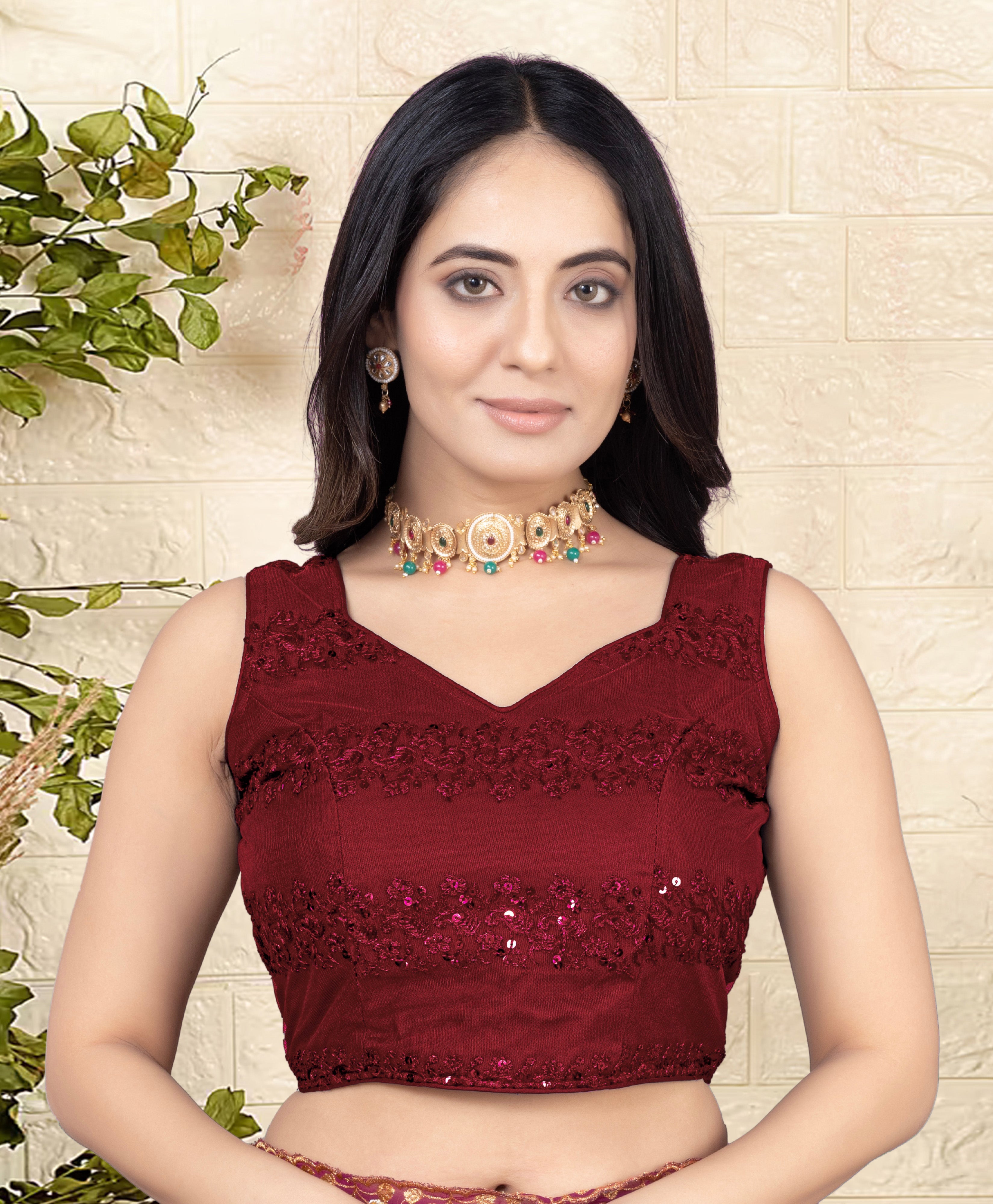 •  Elegant Sleeveless Net Fabric Embroidered Readymade Blouse Stylish Party Wear Blouse for Wedding Festive Occasion Latest Fashion for Women