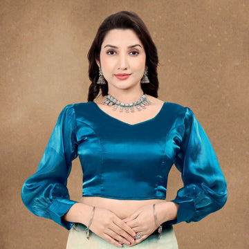 Solid Imported Organza Full Sleeve blouse For Women, Zimmy Choo Fabric Blouse For Women, Readymade Blouse, Full Stitched blouse, Fancy Design Blouse,