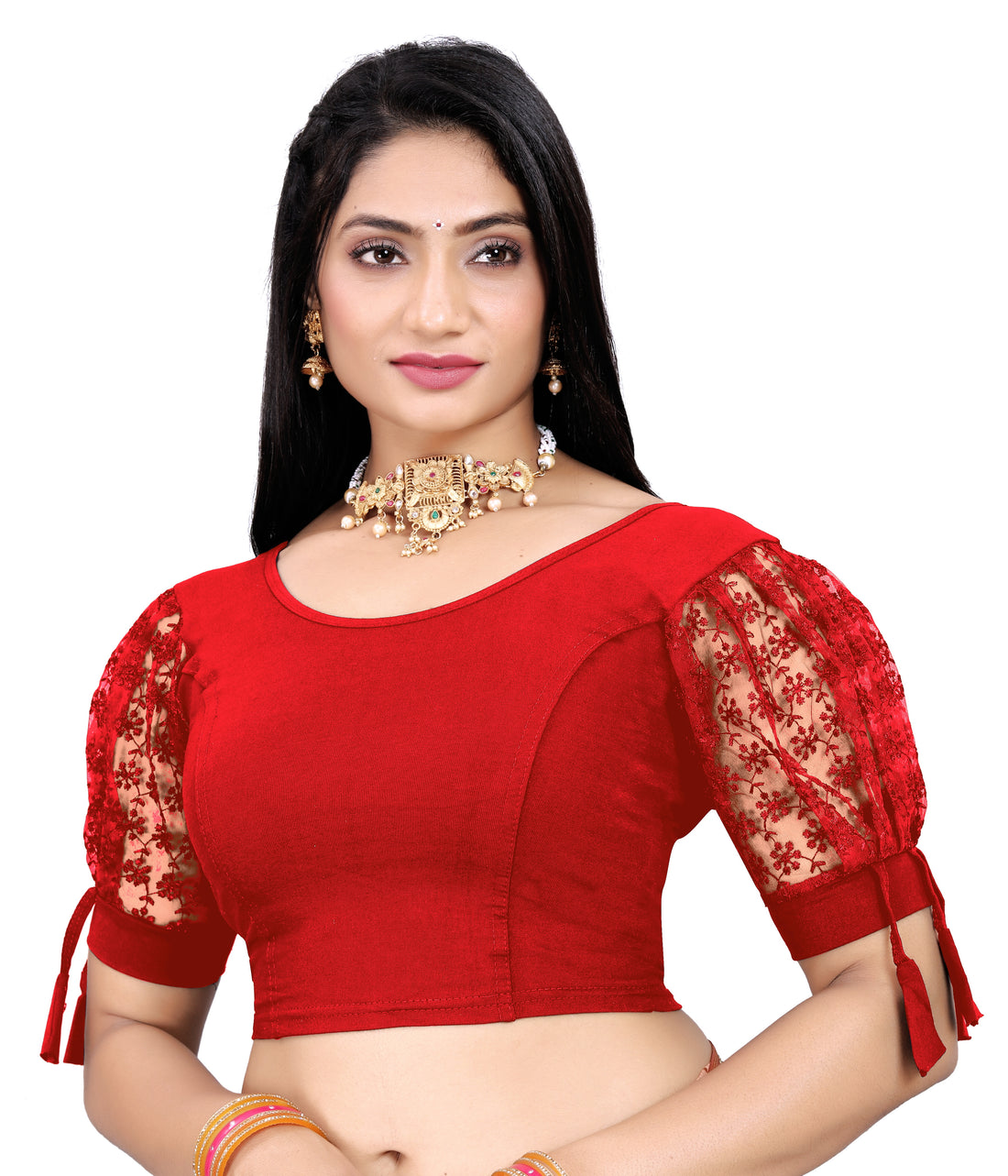 Casual Round Neck Short Sleeves Solid Lycra Blouse for Women, Fancy and Trendy blouse for girls and women