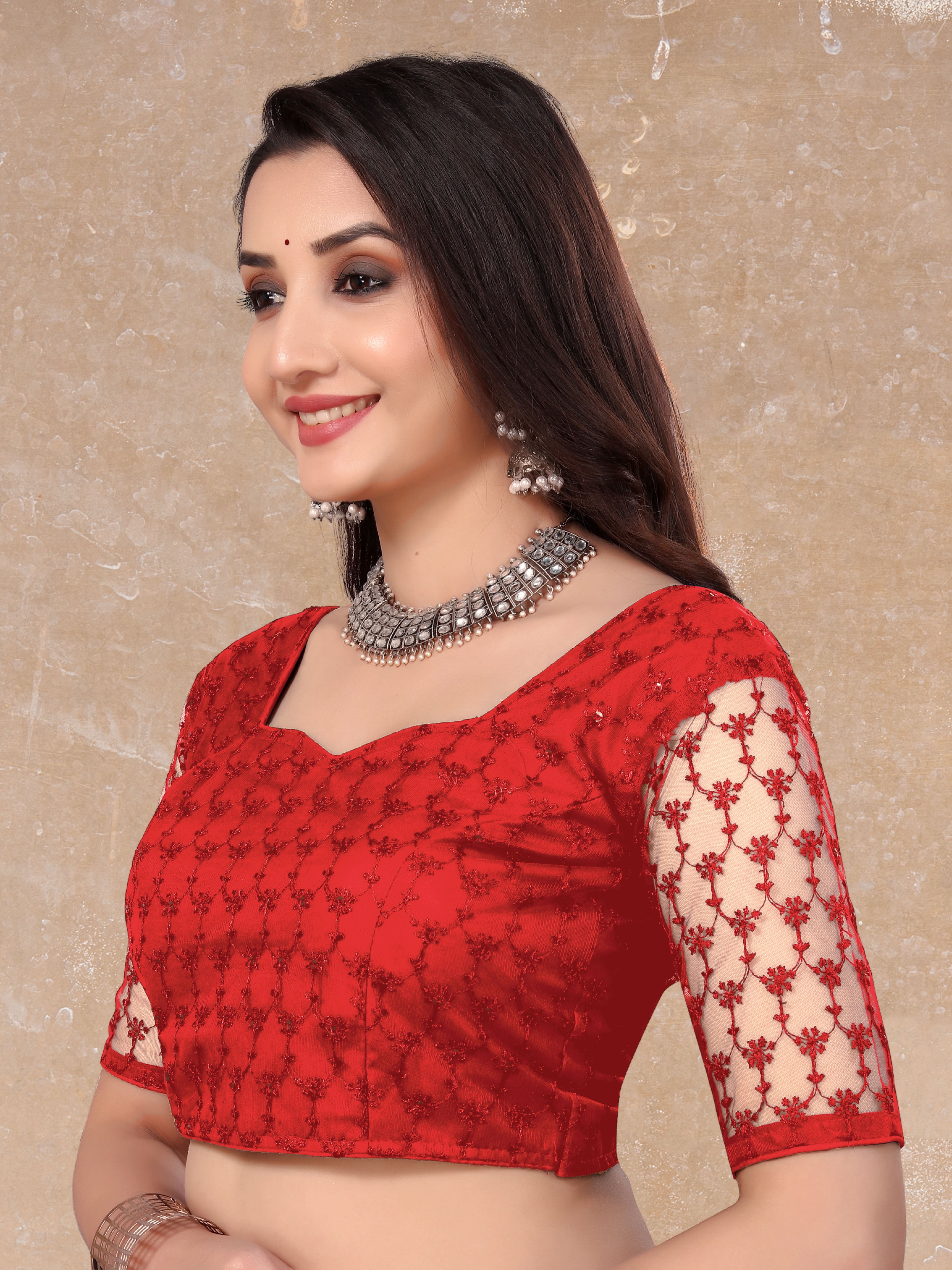 Transparent Back Latest Design Net Blouse Embroidery with Sequenc Work, Sylist Net Blouse For women, full stitched blouse