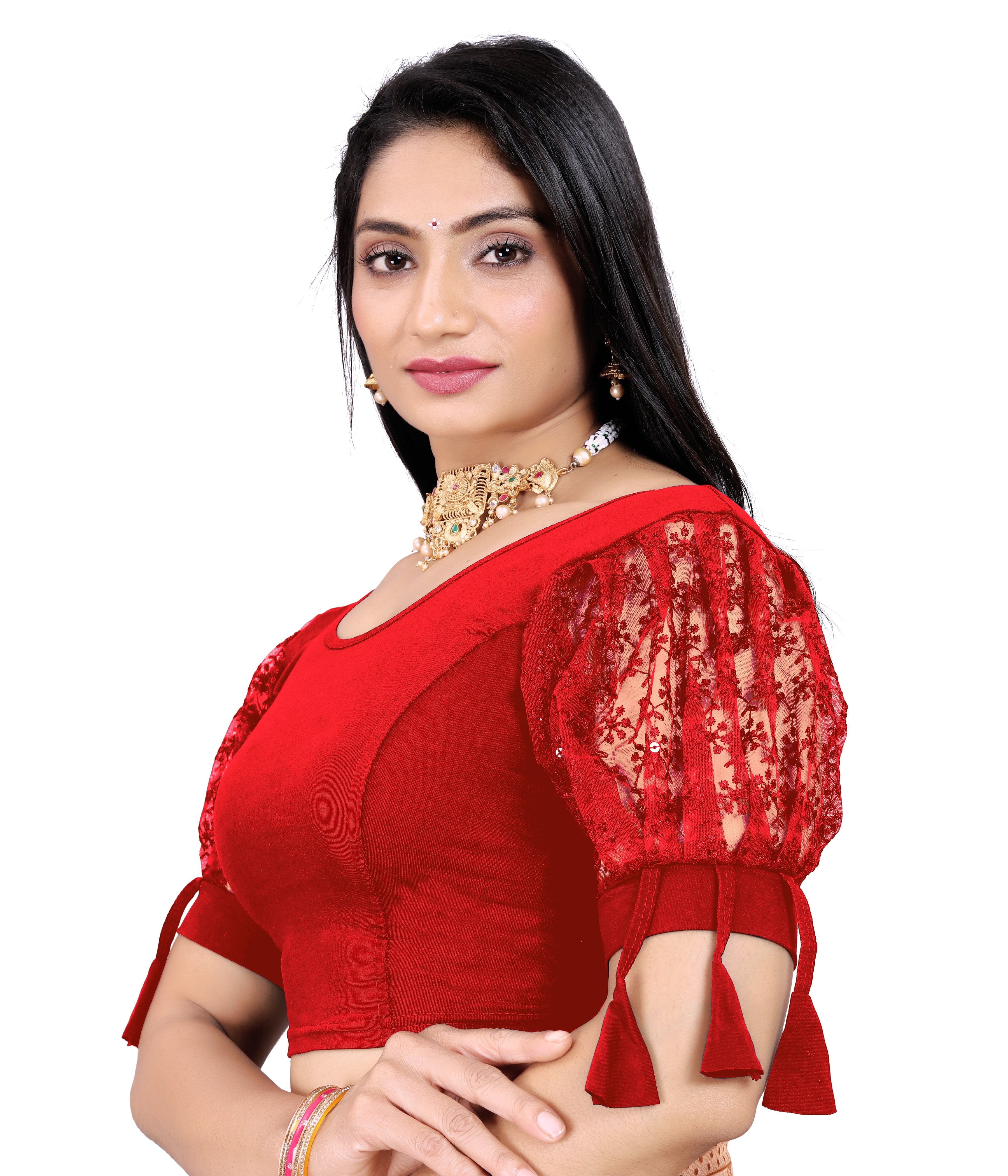 Casual Round Neck Short Sleeves Solid Lycra Blouse for Women, Fancy and Trendy blouse for girls and women