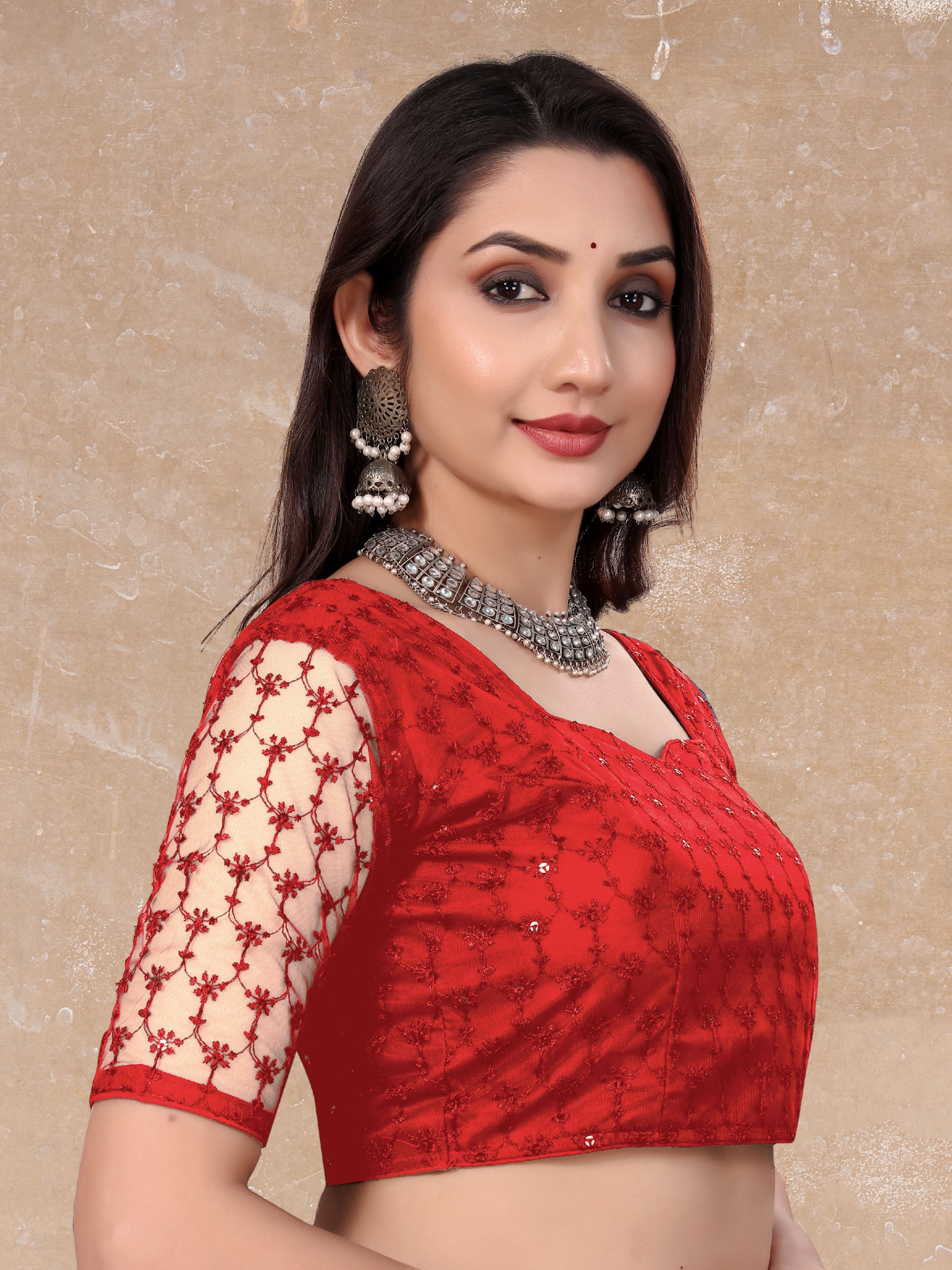 Transparent Back Latest Design Net Blouse Embroidery with Sequenc Work, Sylist Net Blouse For women, full stitched blouse