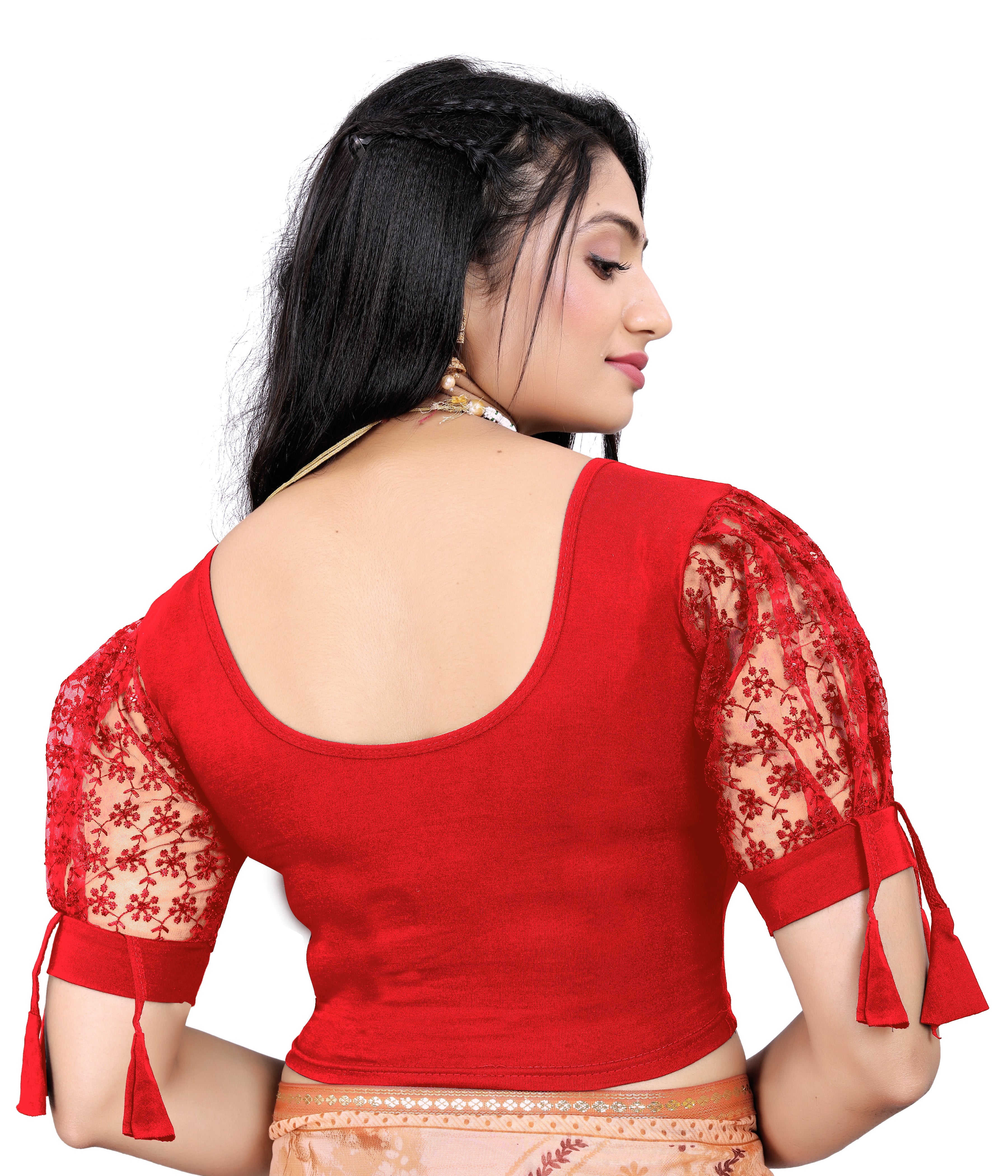Casual Round Neck Short Sleeves Solid Lycra Blouse for Women, Fancy and Trendy blouse for girls and women
