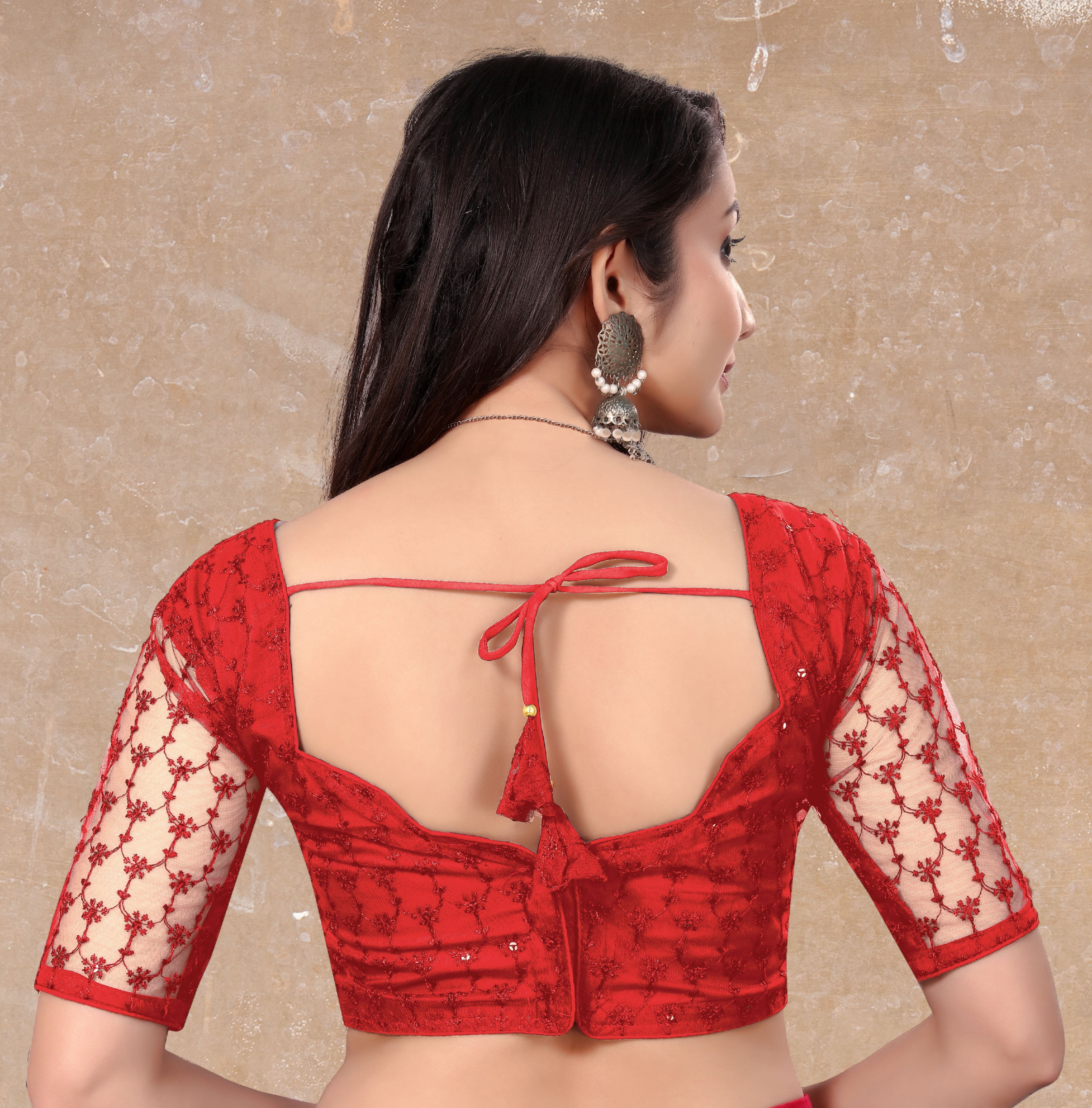 Transparent Back Latest Design Net Blouse Embroidery with Sequenc Work, Sylist Net Blouse For women, full stitched blouse