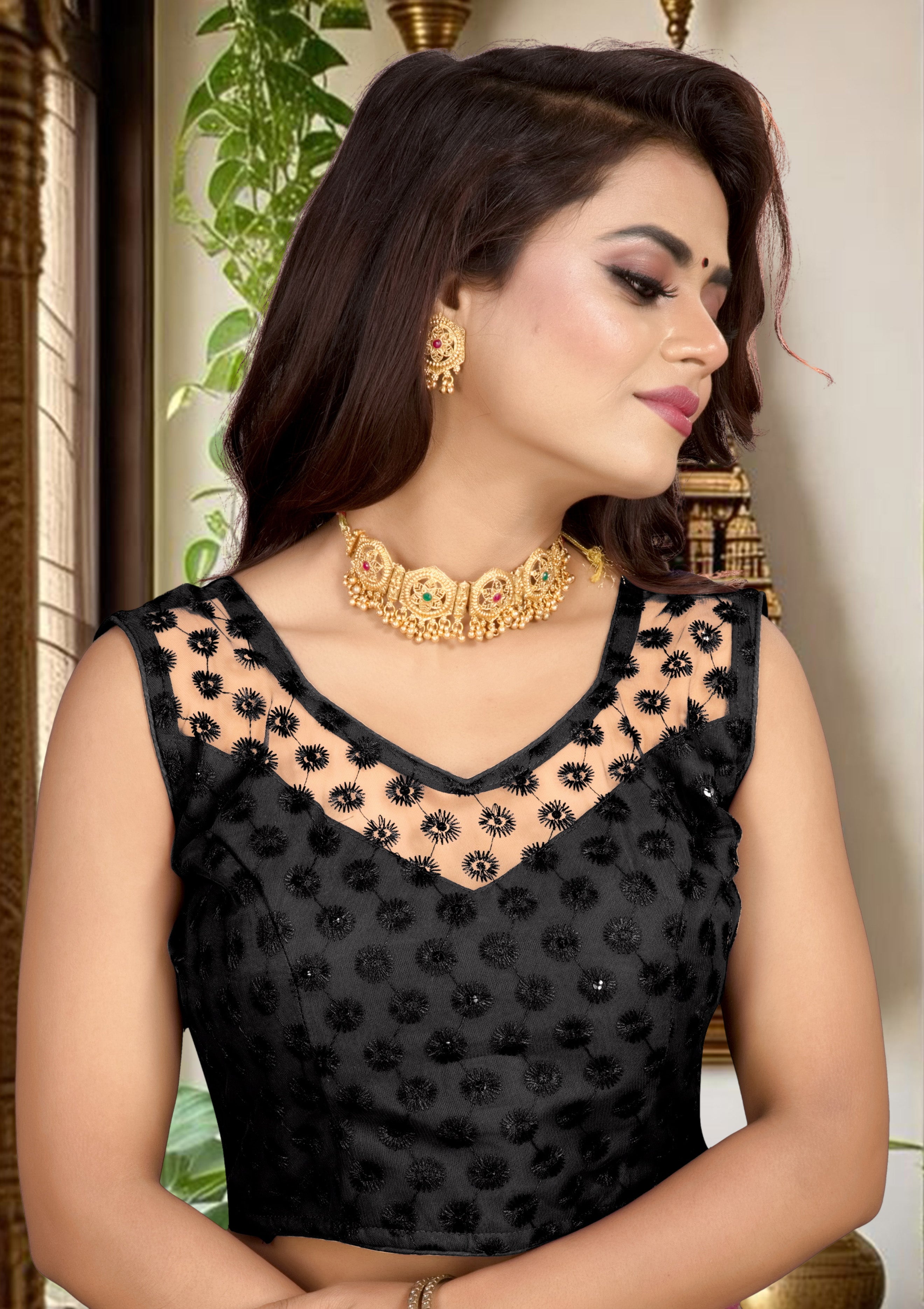 Readymade Net Blouse, Stylist Blouse, Sleeveless traditional wear, fancy blouse for women, Latest Blouse Net Stylist