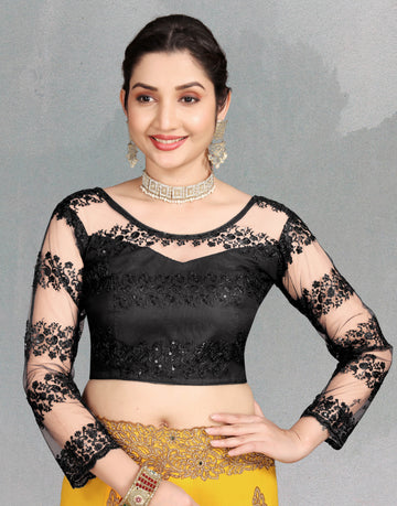 Latest Designer Embroidery With Stylist  Blouse For Women, Stylist Net Blouse For Women, New Design Blouse Fancy Pattern With Net Blouse Full sleeve blouse
