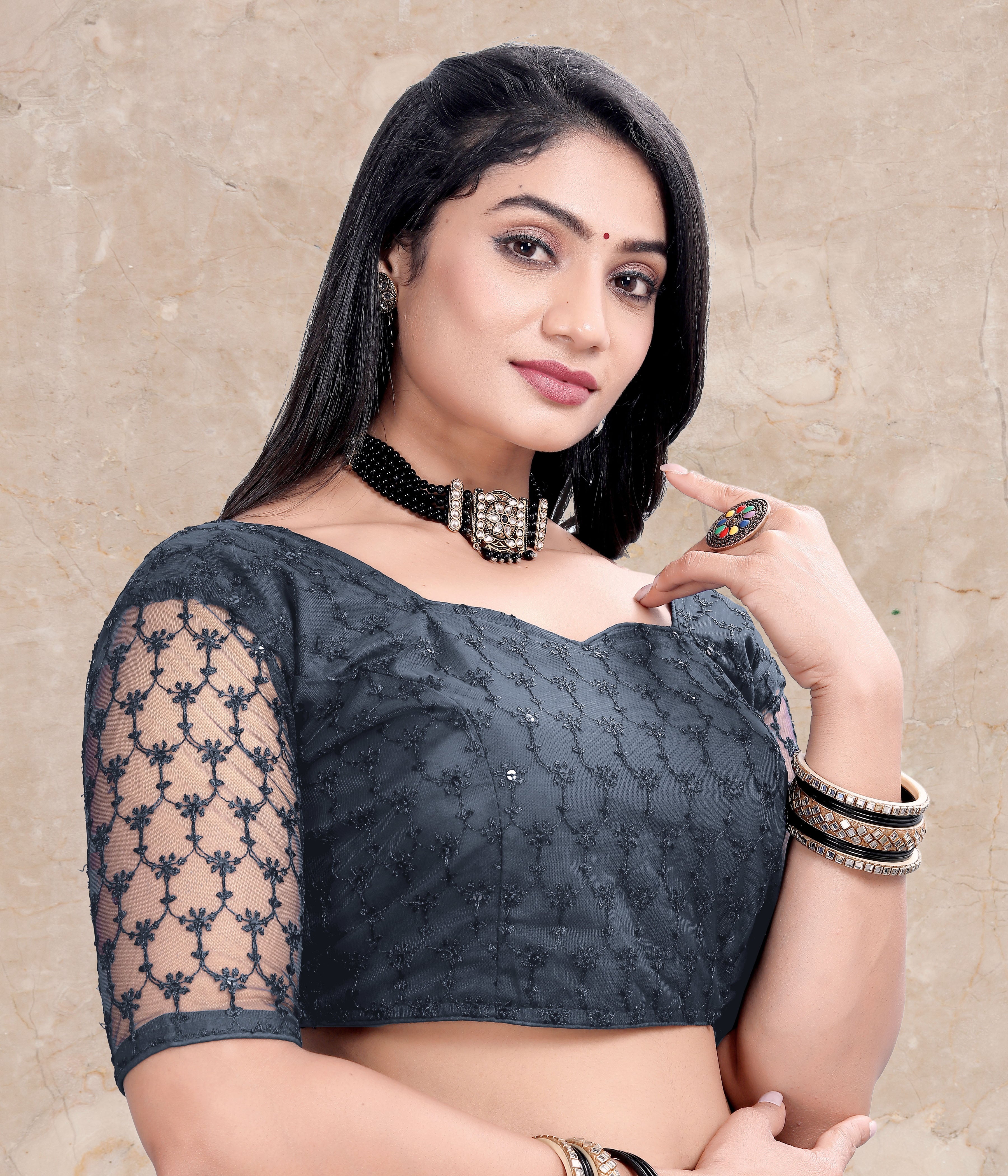 Readymade Saree Blouse for Girls & Women, Readymade Alterable Net Sequenc blouse, Stylist Blouse for women, new designer blouse. Net with work blouse
