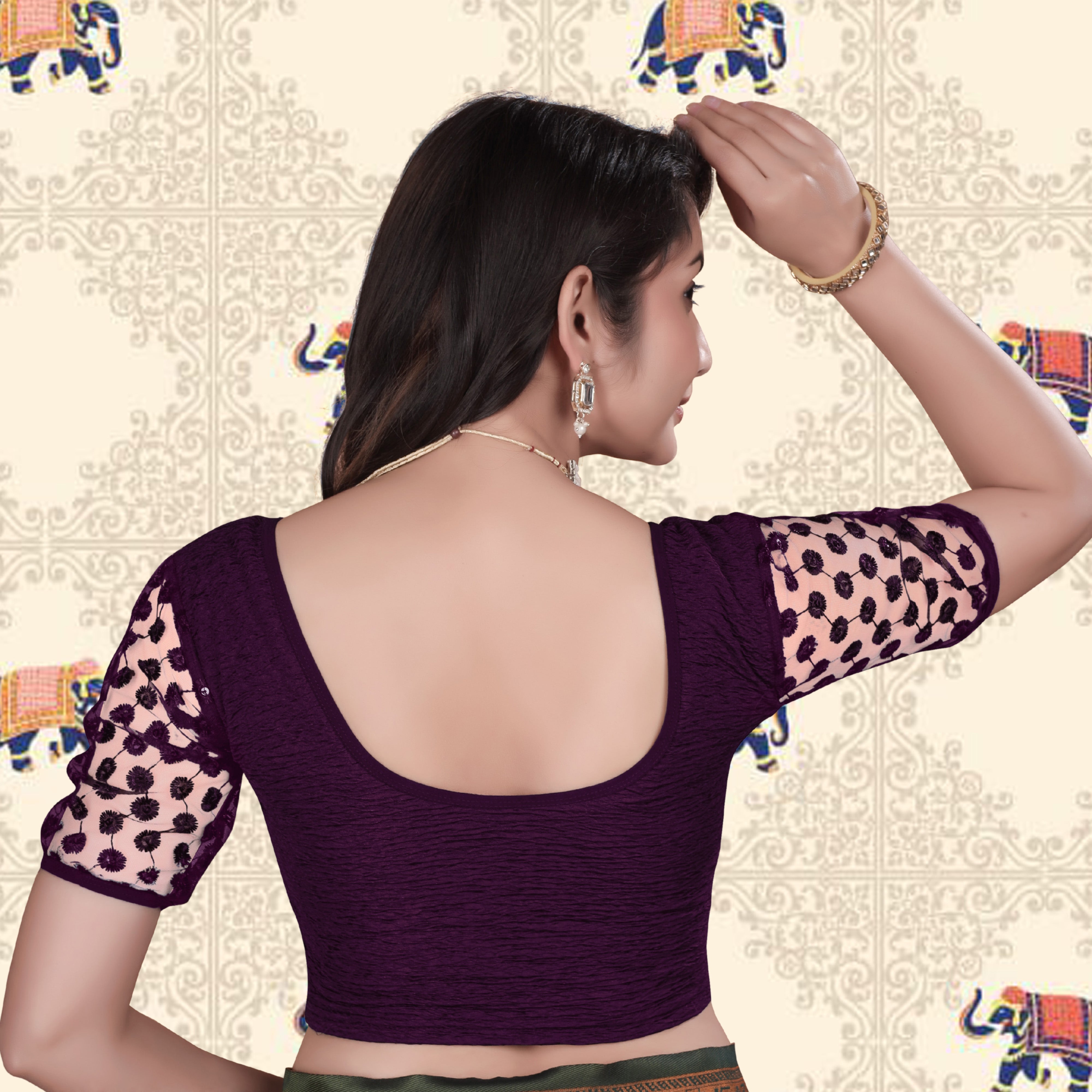Solid Stretchable Lycra Daily wear cotton blouse, Stretchable blouse for women stylist sleeve with embroidery work, Fancy Pattern Blouse For Women, New Designer Blouse with fancy sleeve