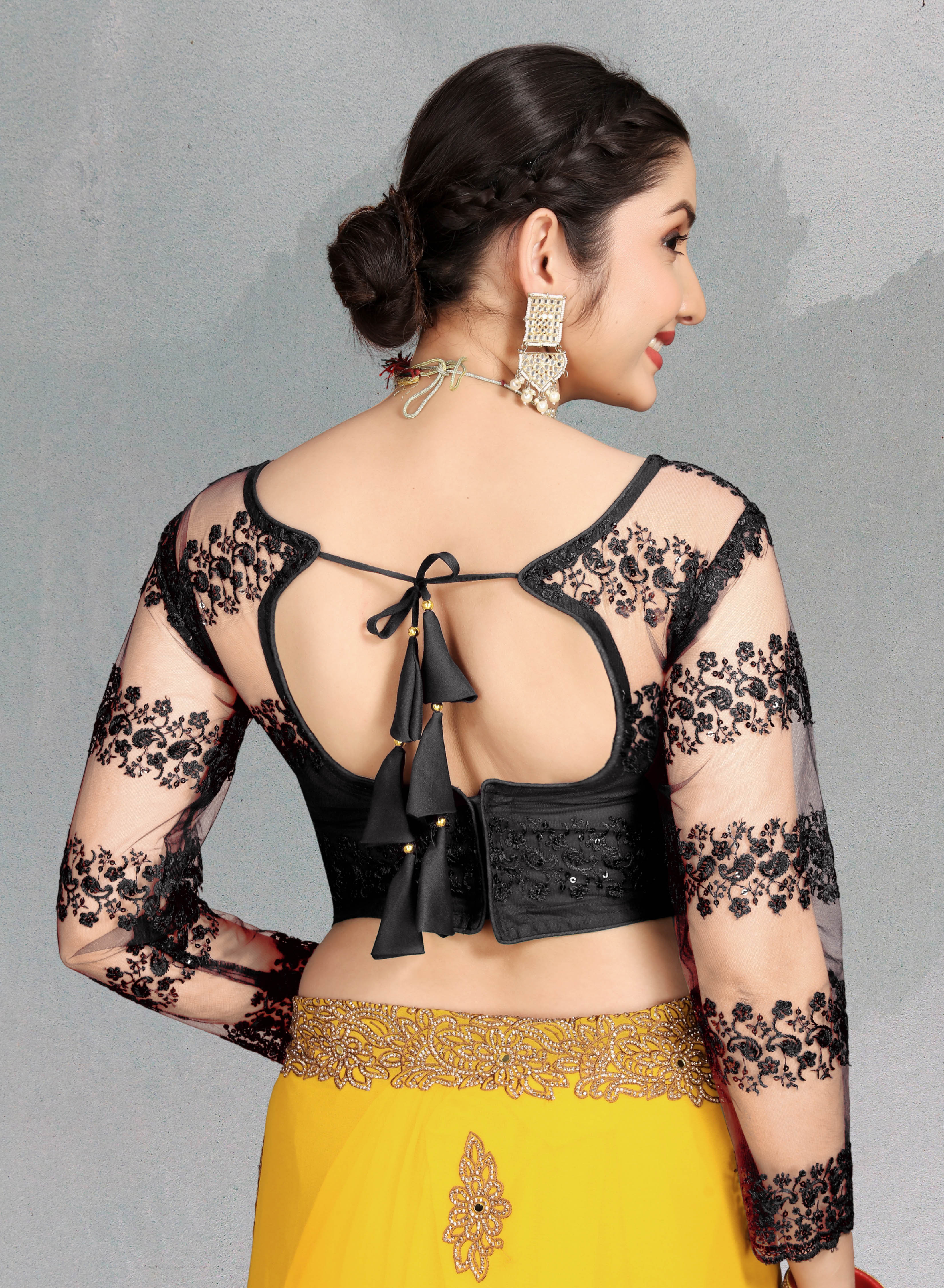 Latest Designer Embroidery With Stylist  Blouse For Women, Stylist Net Blouse For Women, New Design Blouse Fancy Pattern With Net Blouse Full sleeve blouse