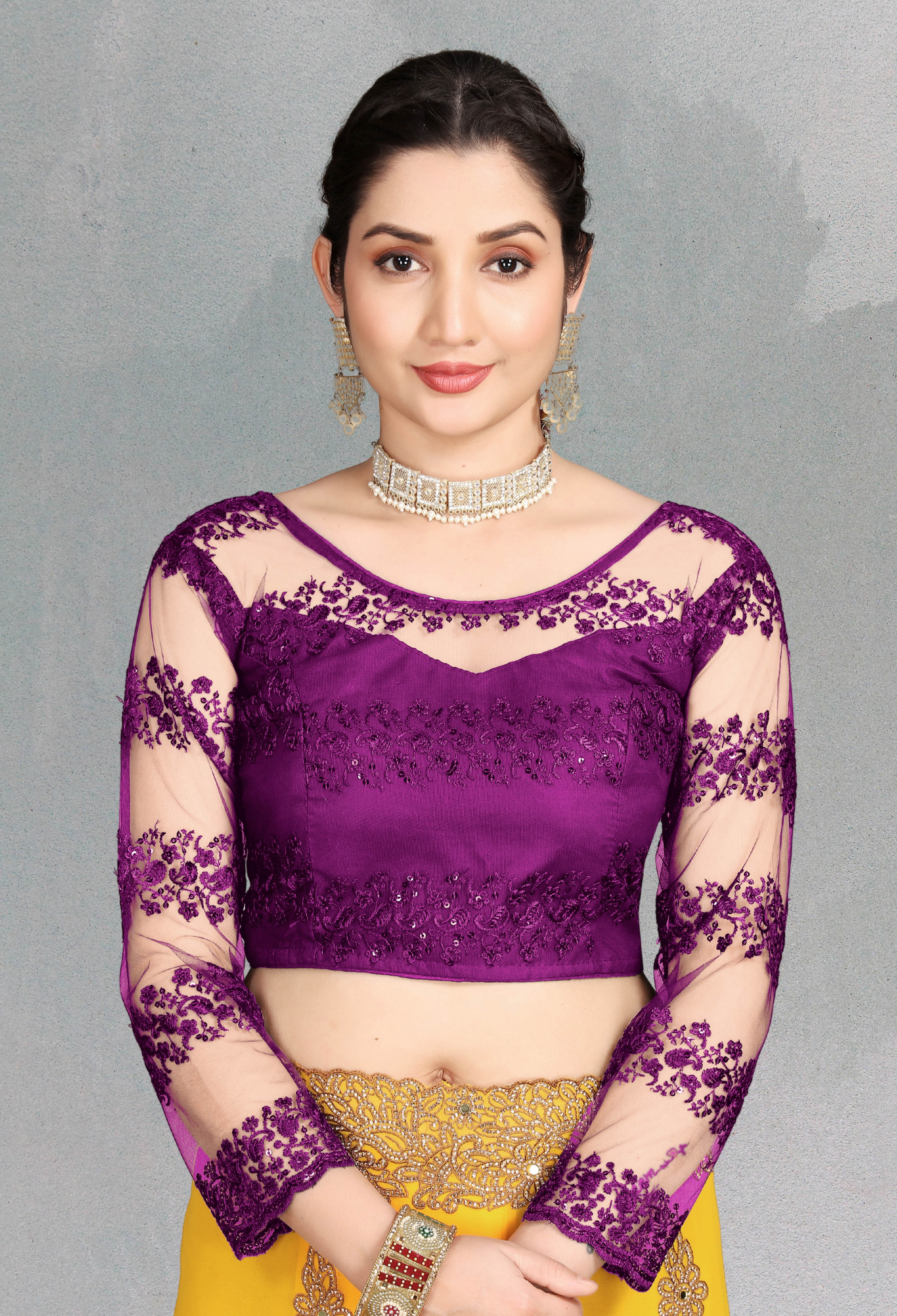 Stylist Wedding Wear Net Blouse, Fancy Party wear Full Sleeve Blouse, Modern Blouse For Women, Designing New Blouse For Women