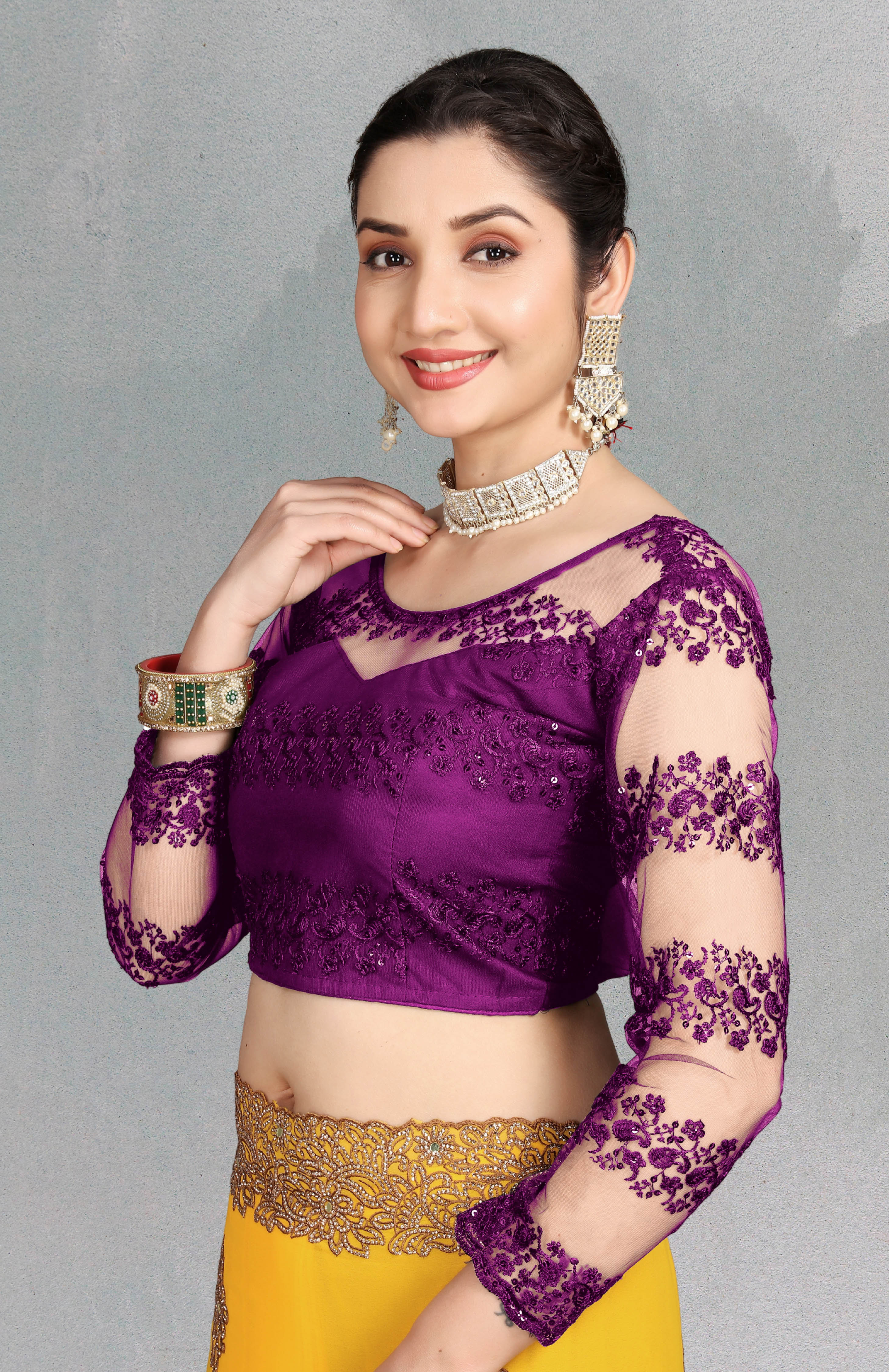 Stylist Wedding Wear Net Blouse, Fancy Party wear Full Sleeve Blouse, Modern Blouse For Women, Designing New Blouse For Women