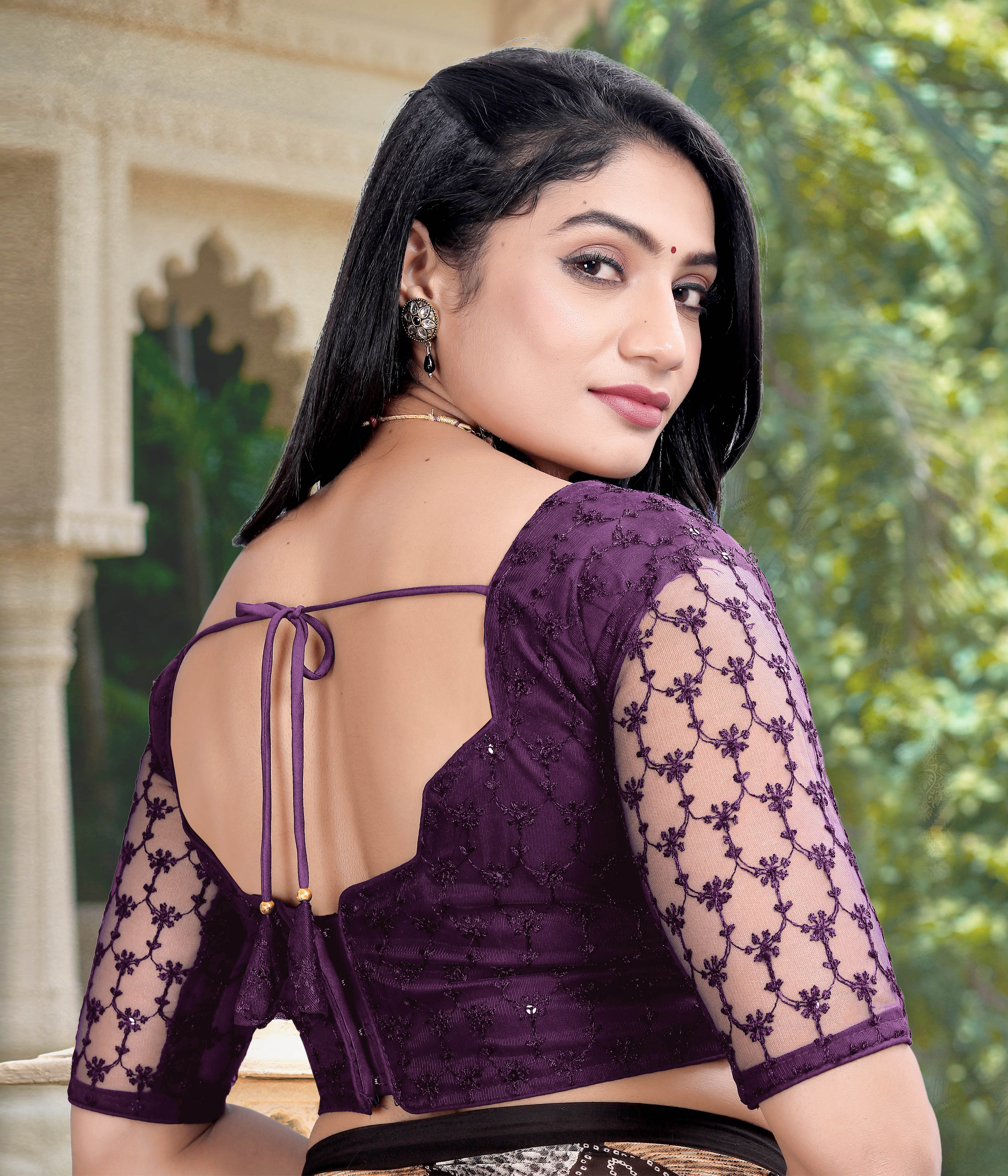 Modern Women Net Blouse with Fancy Back pattern and Embroidery and Sequenc Work, Readumade Blouse for women (Size from 30 to 38)