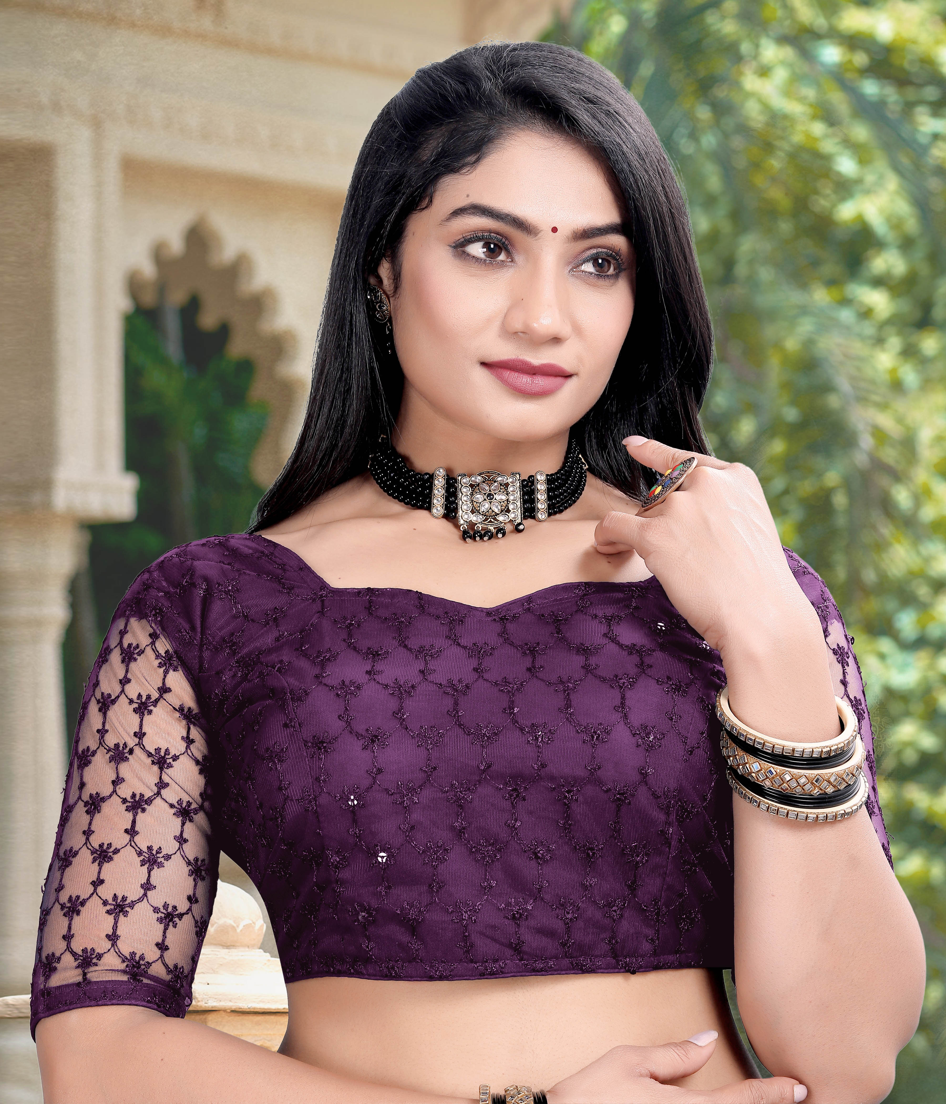 Modern Women Net Blouse with Fancy Back pattern and Embroidery and Sequenc Work, Readumade Blouse for women (Size from 30 to 38)