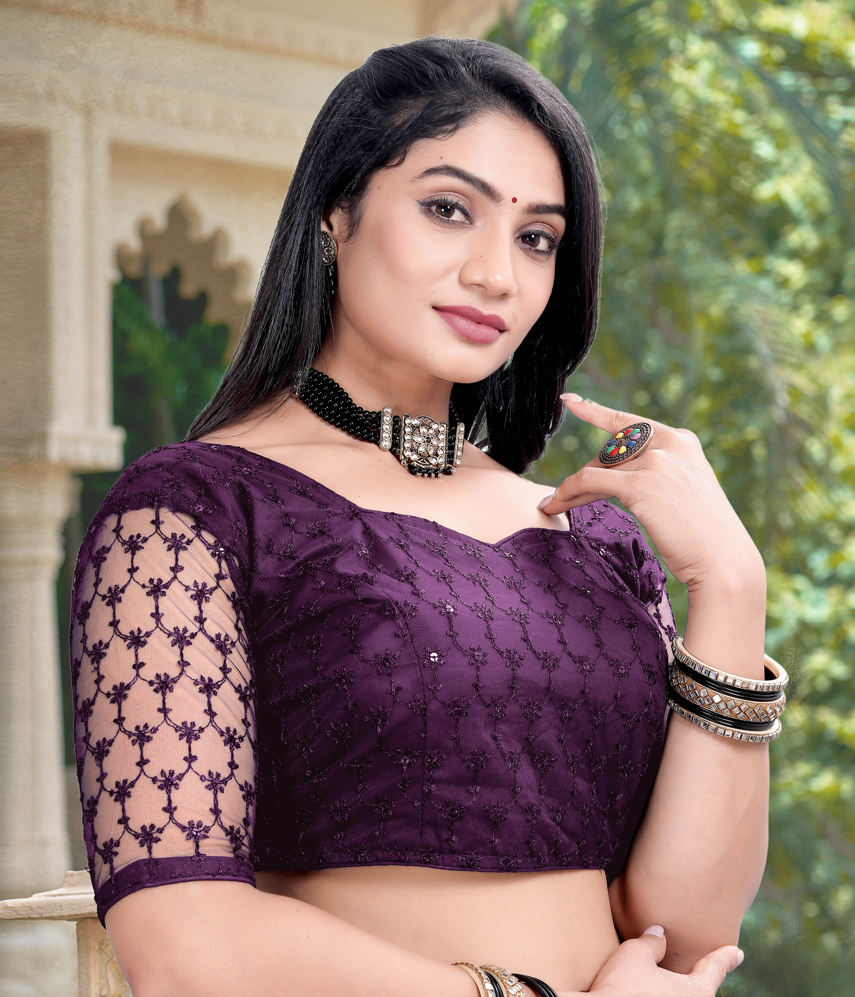 Modern Women Net Blouse with Fancy Back pattern and Embroidery and Sequenc Work, Readumade Blouse for women (Size from 30 to 38)