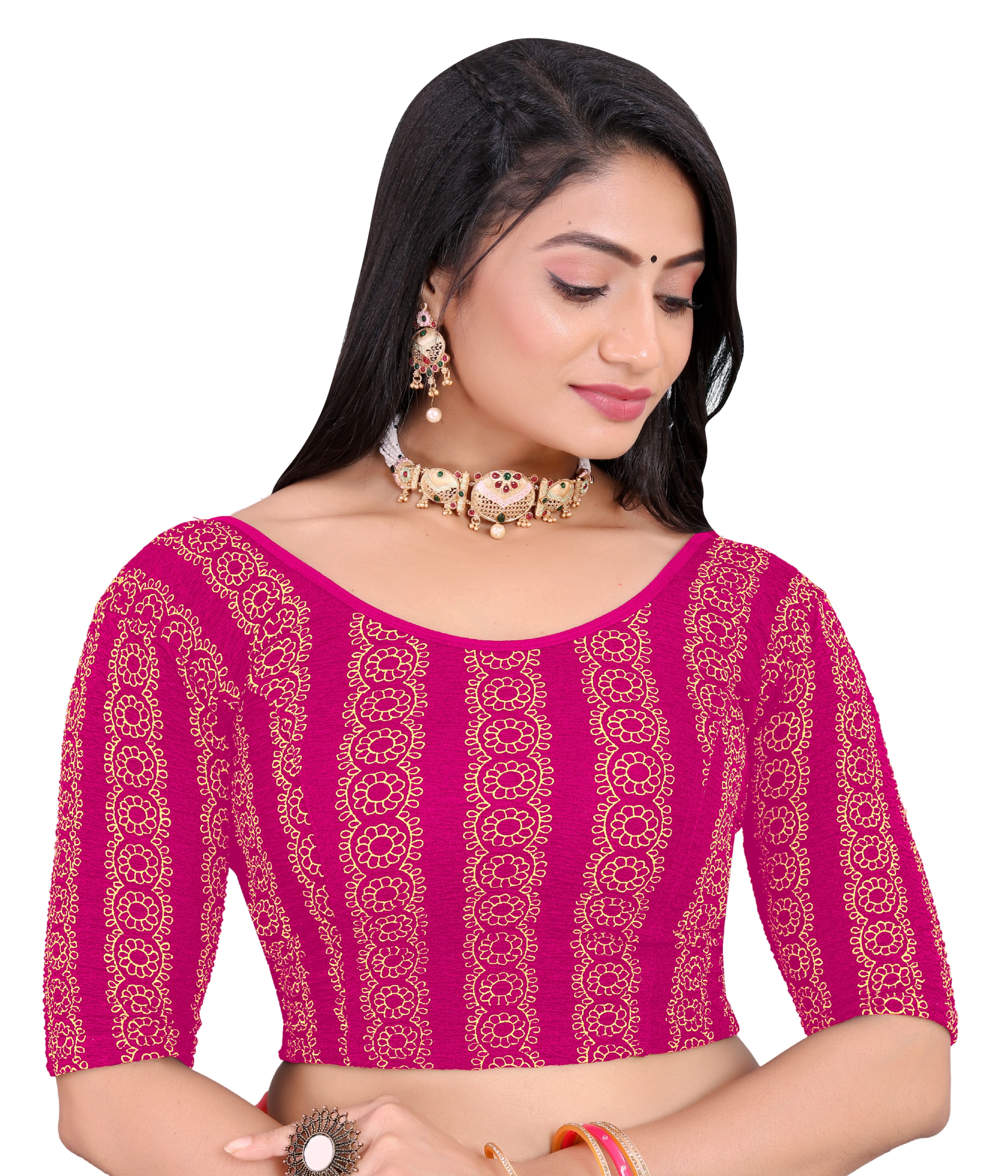 Latest Party Wear Readymade Stretchable Stitched Designer Blouse