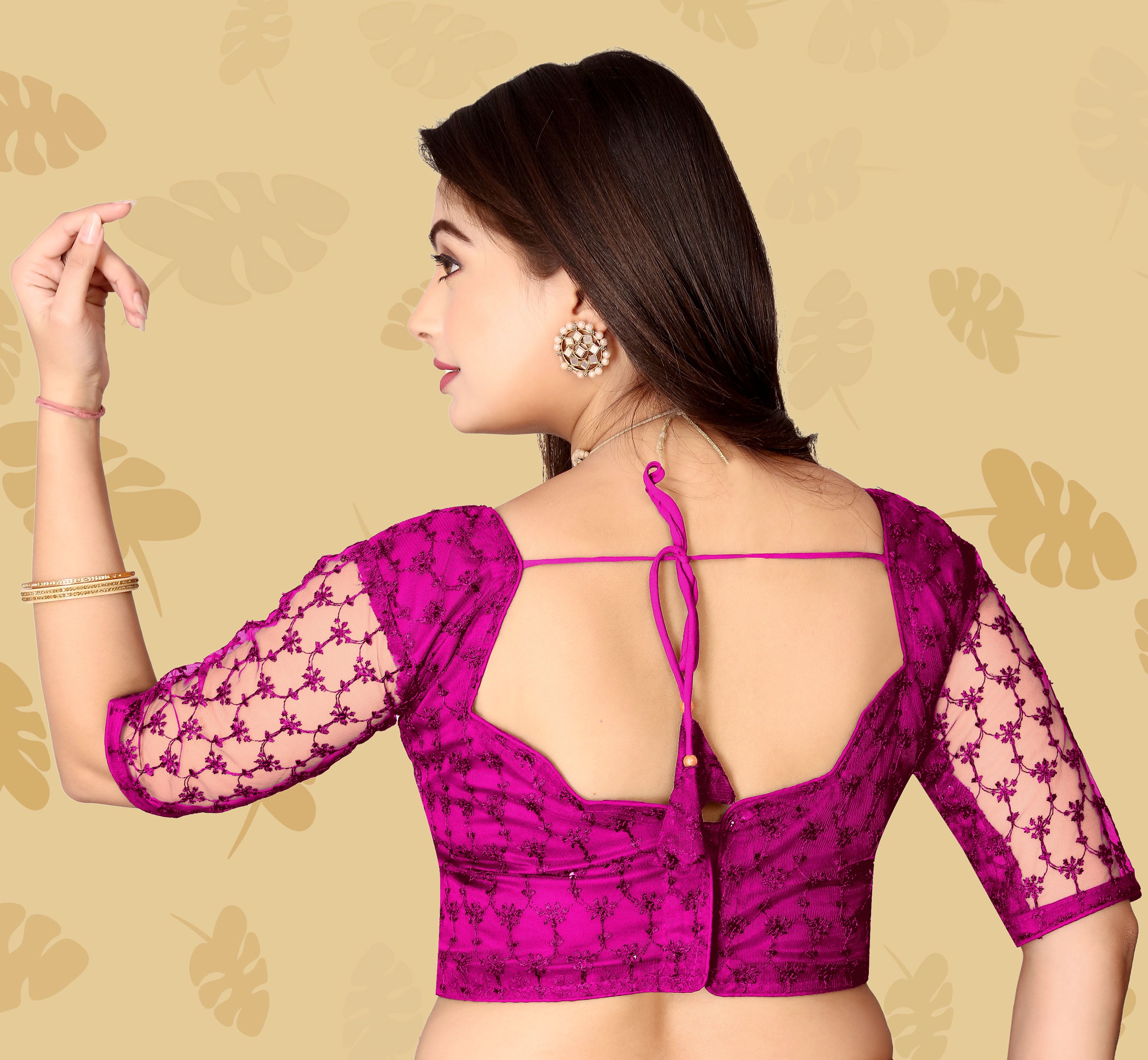 Modern Women Net Blouse with Fancy Back pattern and Embroidery and Sequenc Work, Readumade Blouse for women (Size from 30 to 38)