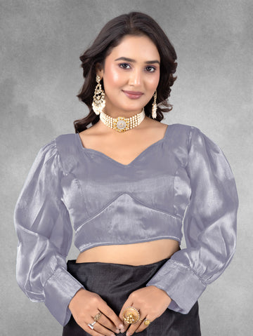 Solid Imported Organza Full Sleeve blouse For Women, ZimmyChoo Fabric Blouse For Women, Readymade Blouse, Full Stitched blouse, Fancy Design Blouse,