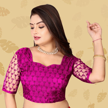 Modern Women Net Blouse with Fancy Back pattern and Embroidery and Sequenc Work, Readumade Blouse for women (Size from 30 to 38)