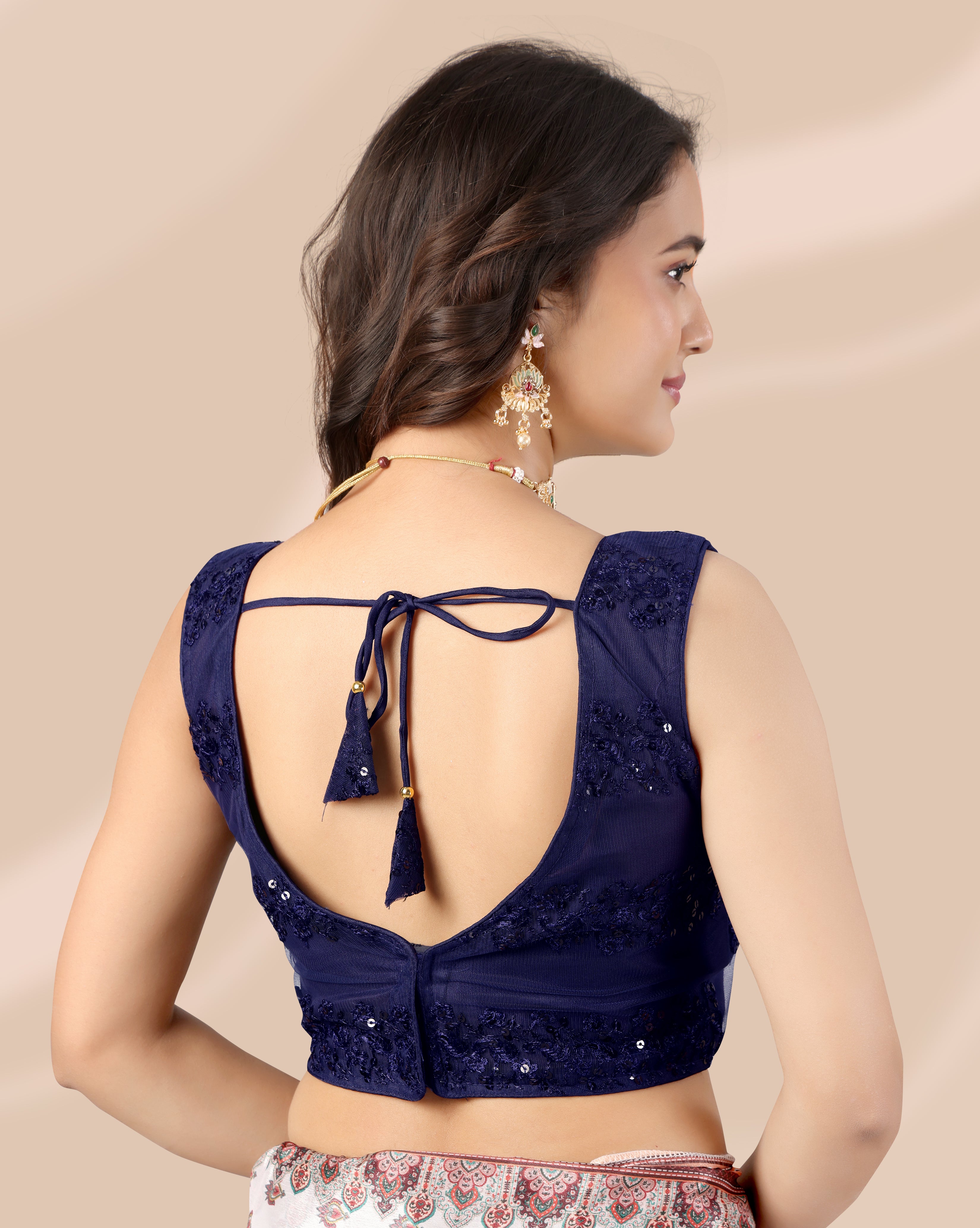 Fashionable Stylish Readymade Women Blouse Sleeveless Net Embroidered Party Wear Blouse Long Lasting Designer Trend