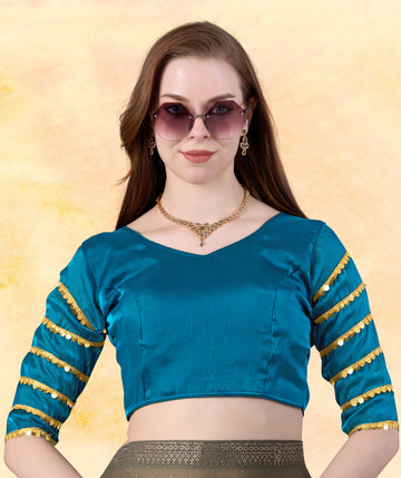 Stylish Women Designer Zimmy Choo Silk Blend Blouse Latest Party Wear Readymade Blouse Fancy Sequence Lace Sleeve Elegant Ethnic Blouse for Wedding Festive Traditional Occasion Wear Collection