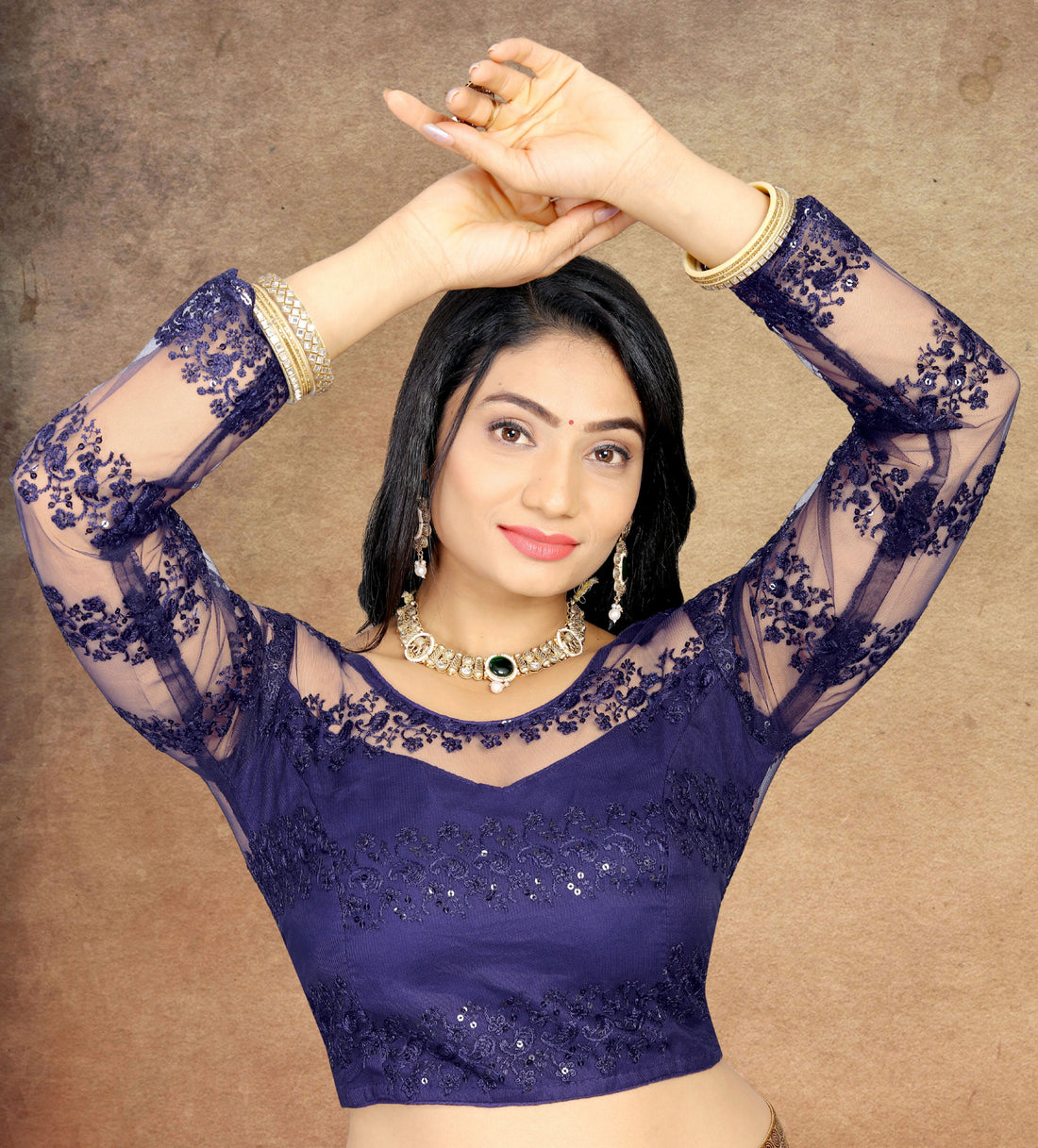 Full Sleeve Readymade Saree Blouse for Girls & Women, Readymade Alterable Net Stylist blouse For Women, Stitched Blouse