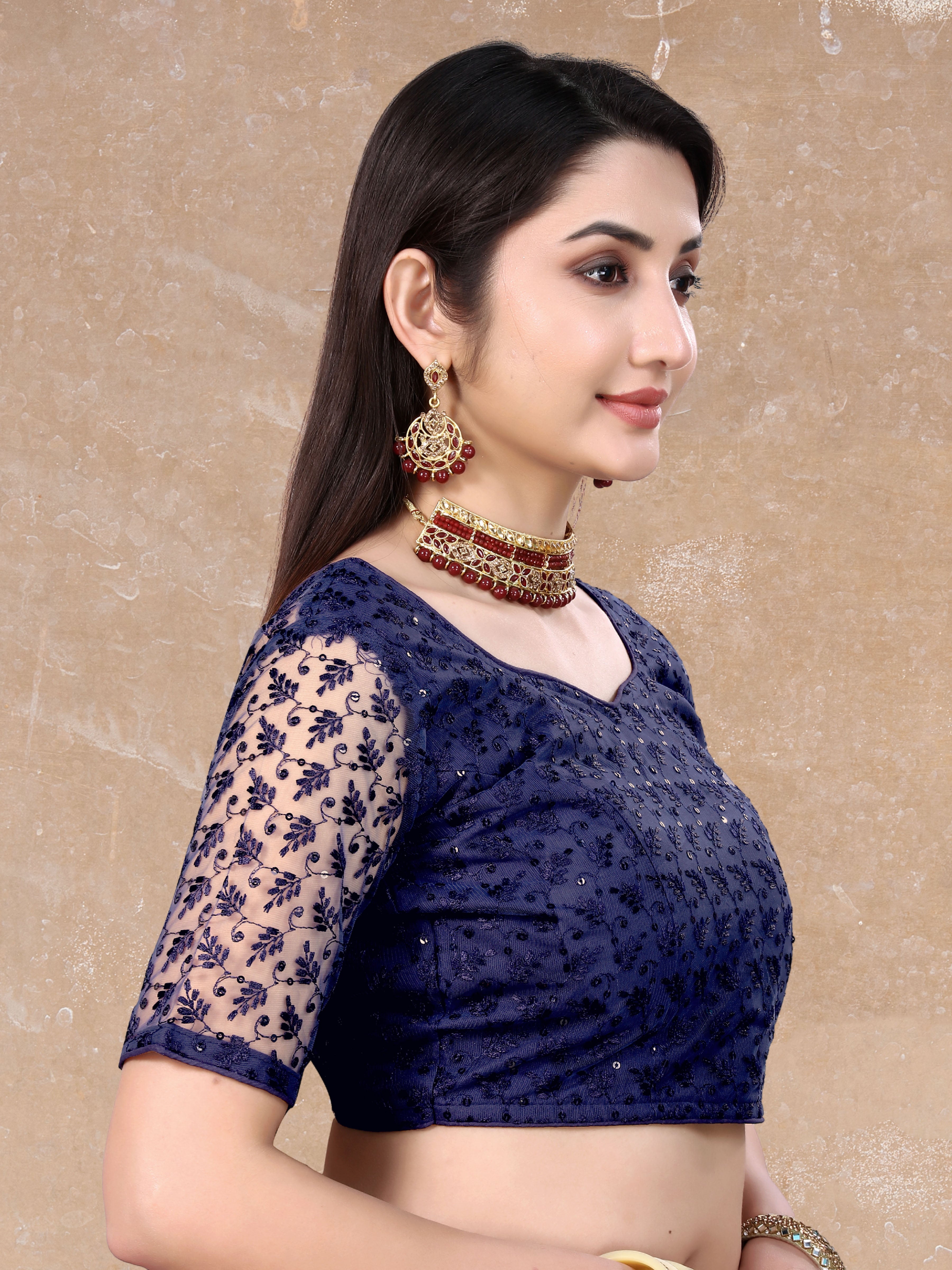 Readymade Net Sequenc Blouse, Stylist Blouse, traditional wear