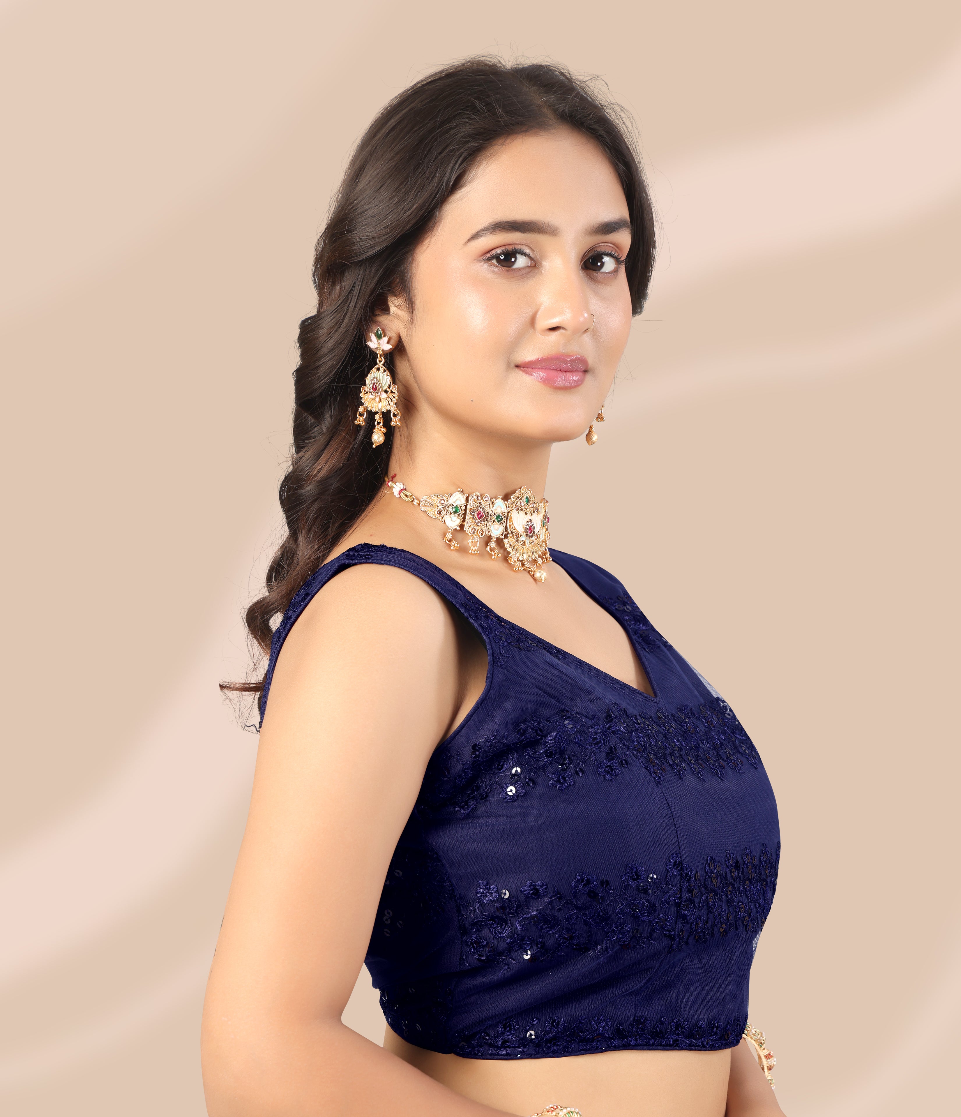 Fashionable Stylish Readymade Women Blouse Sleeveless Net Embroidered Party Wear Blouse Long Lasting Designer Trend