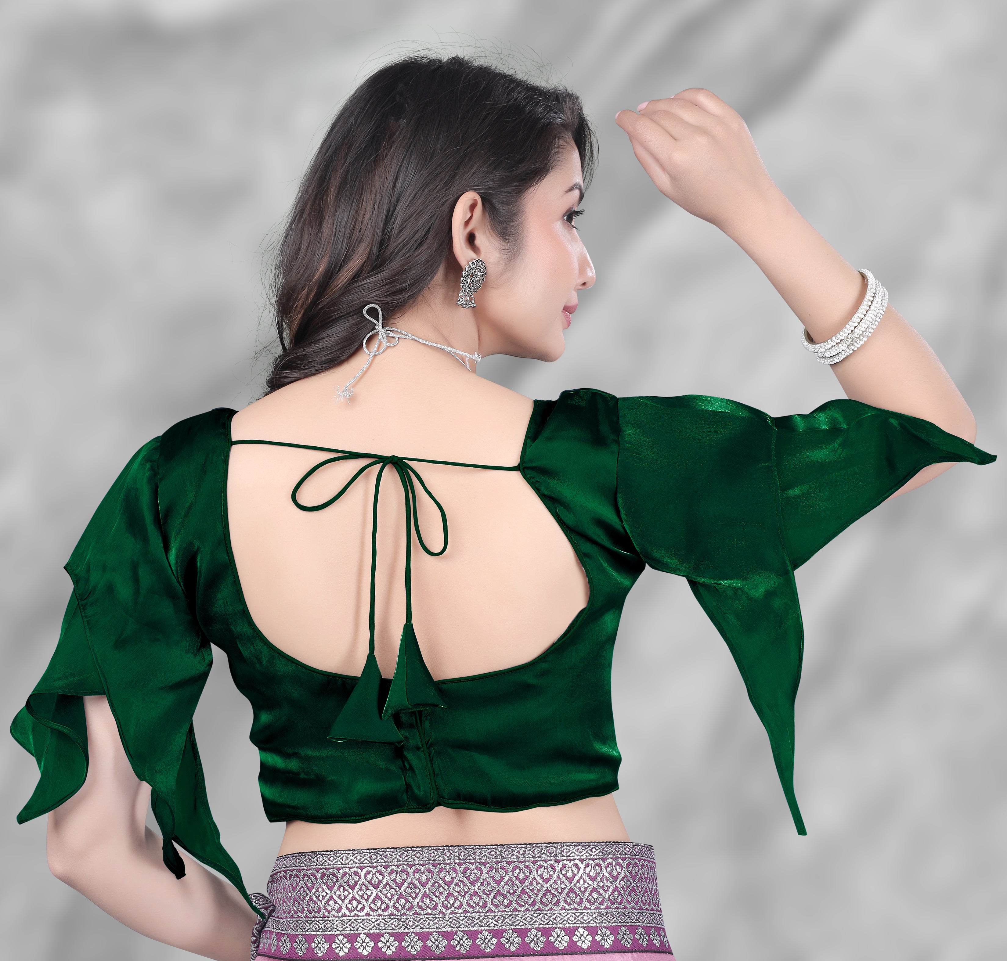 •  Stylish Zimmy  Choo Fabric Blouse for Women with Butterfly Sleeves, Perfect for Festive Wear, Wedding Wear and Party Occasions