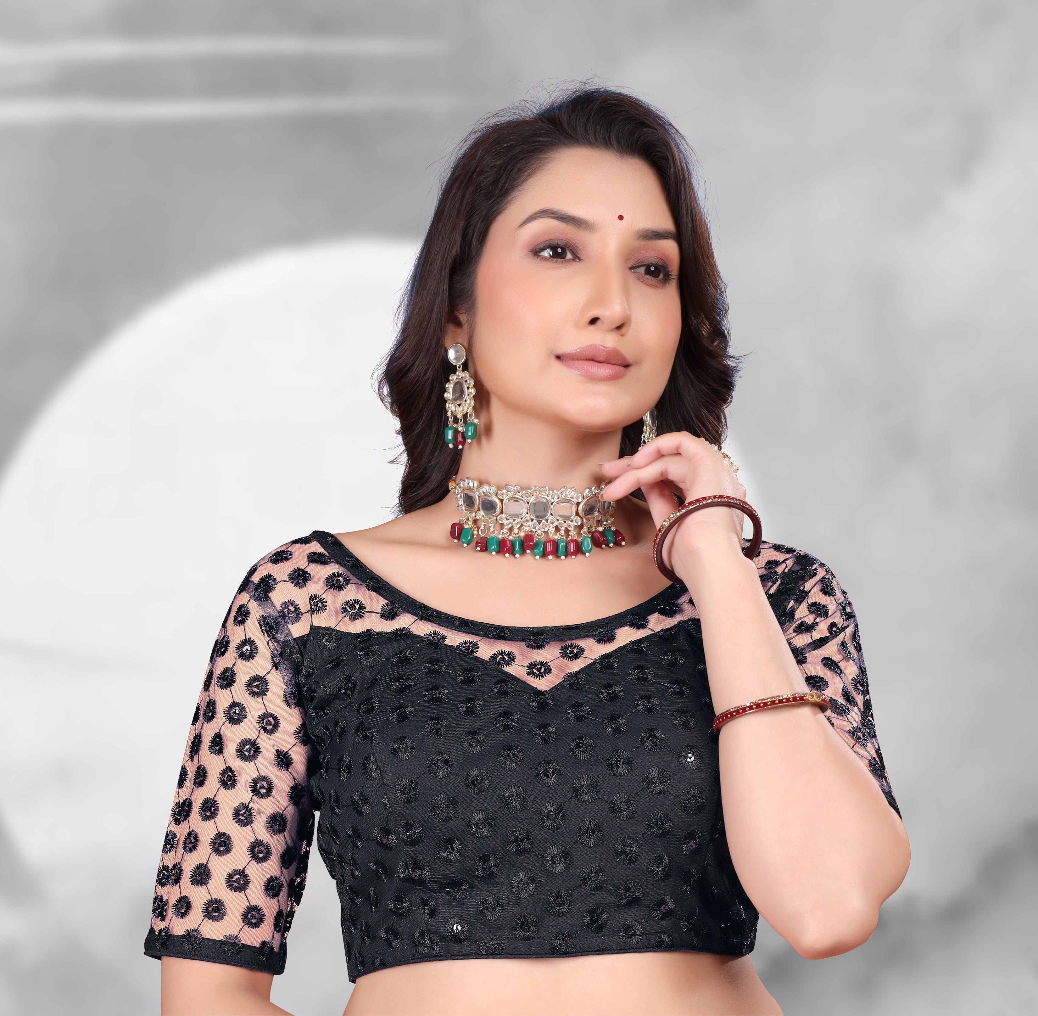 Readymade Saree Blouse for Girls & Women, Readymade Alterable Net Sequenc blouse, Stylist Blouse for women, new designer blouse. Net with work blouse