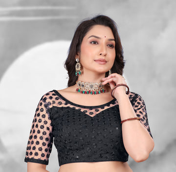 Readymade Saree Blouse for Girls & Women, Readymade Alterable Net Sequenc blouse, Stylist Blouse for women, new designer blouse. Net with work blouse