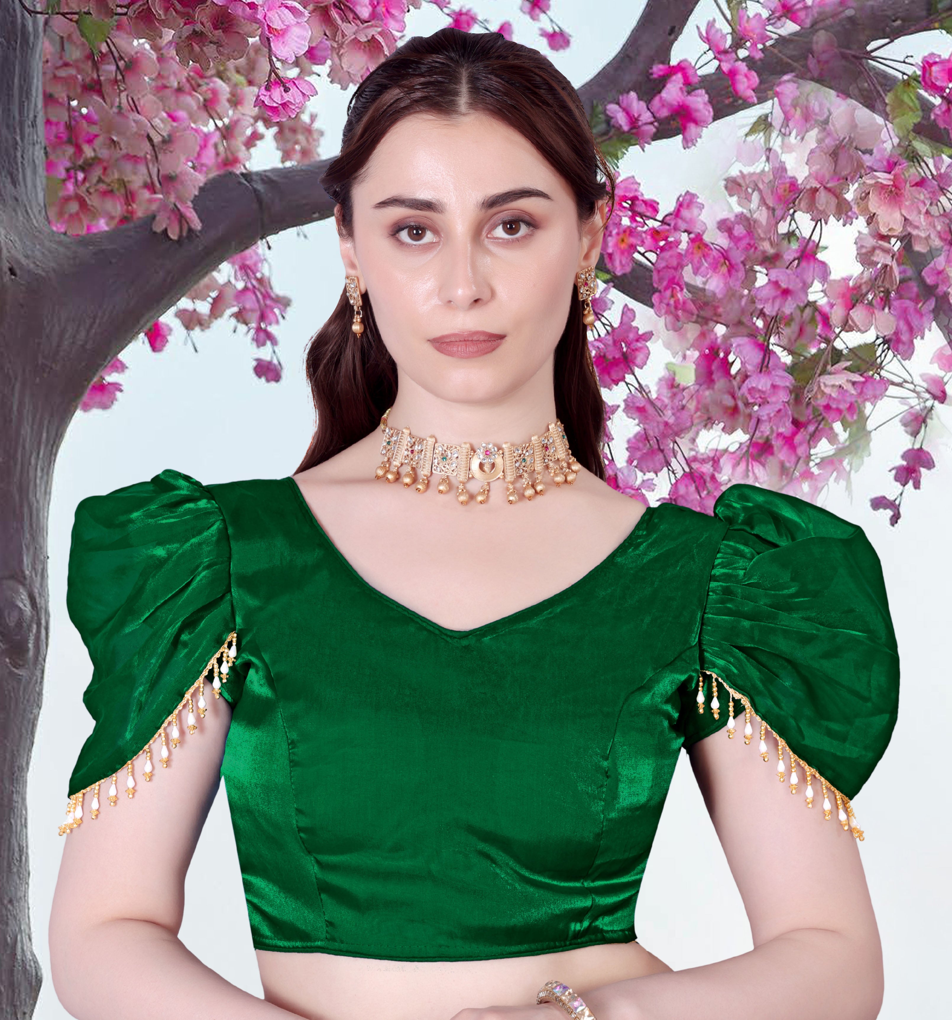 Stylist Blouse For Women, Blouse for girls stylish, New Designing blouse for women Short sleeve Blouse, Stylist Lace Work On Sleeve Blouse, Fancy Puff Sleeve blouse