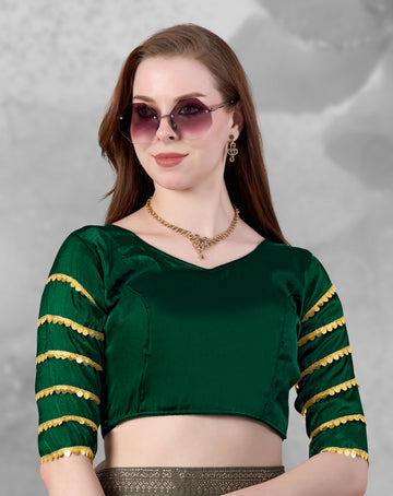 •  Stylish Zimmy Choo Fabric Blouse for Women with Sequence Lace Sleeves and Golden Border, Perfect for Party Wear, Wedding Wear and Festive Occasions