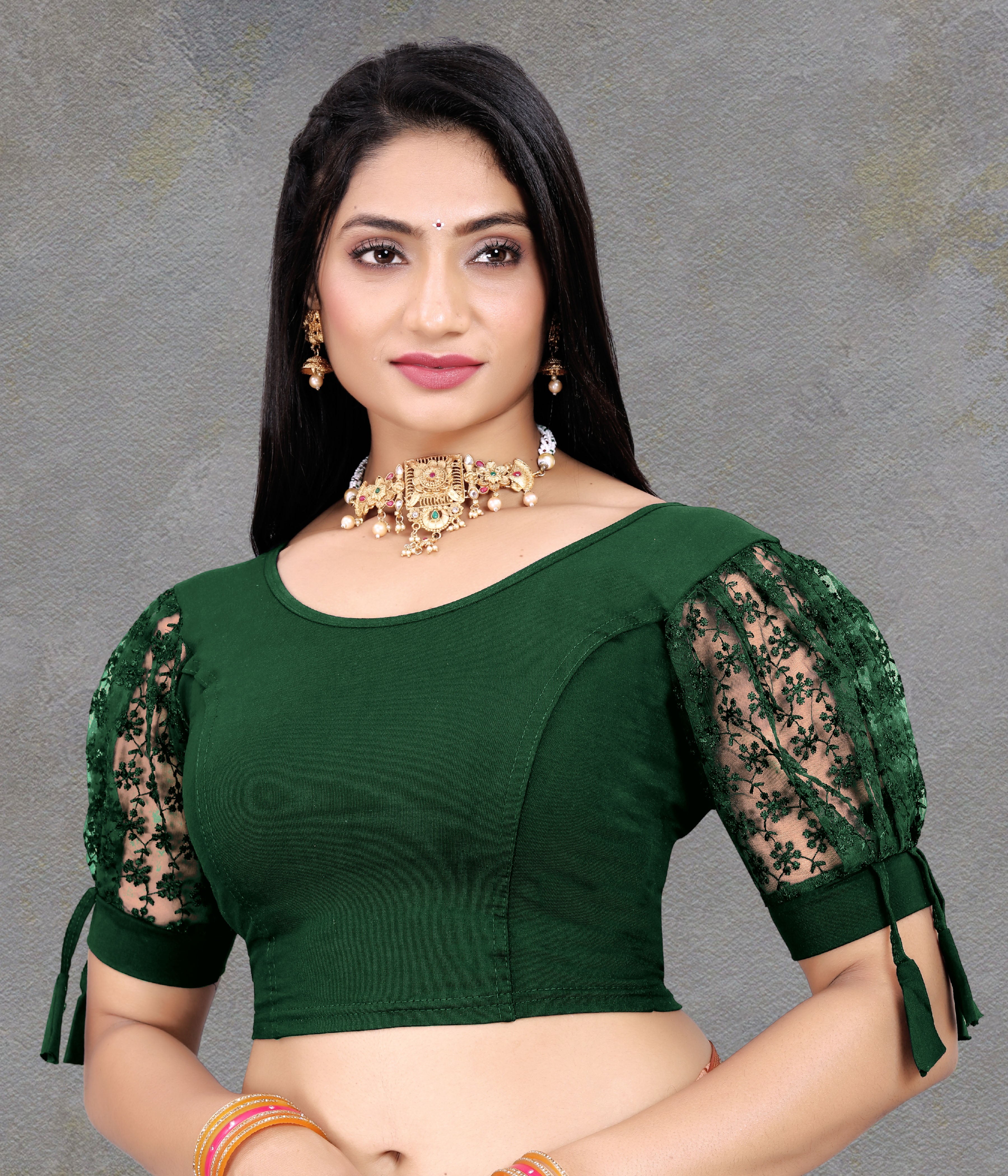 100% Cotton Lycra Latest Designer Cotton Lycra Blouse For Women With Embroidery Work With Stylist Half Sleeve