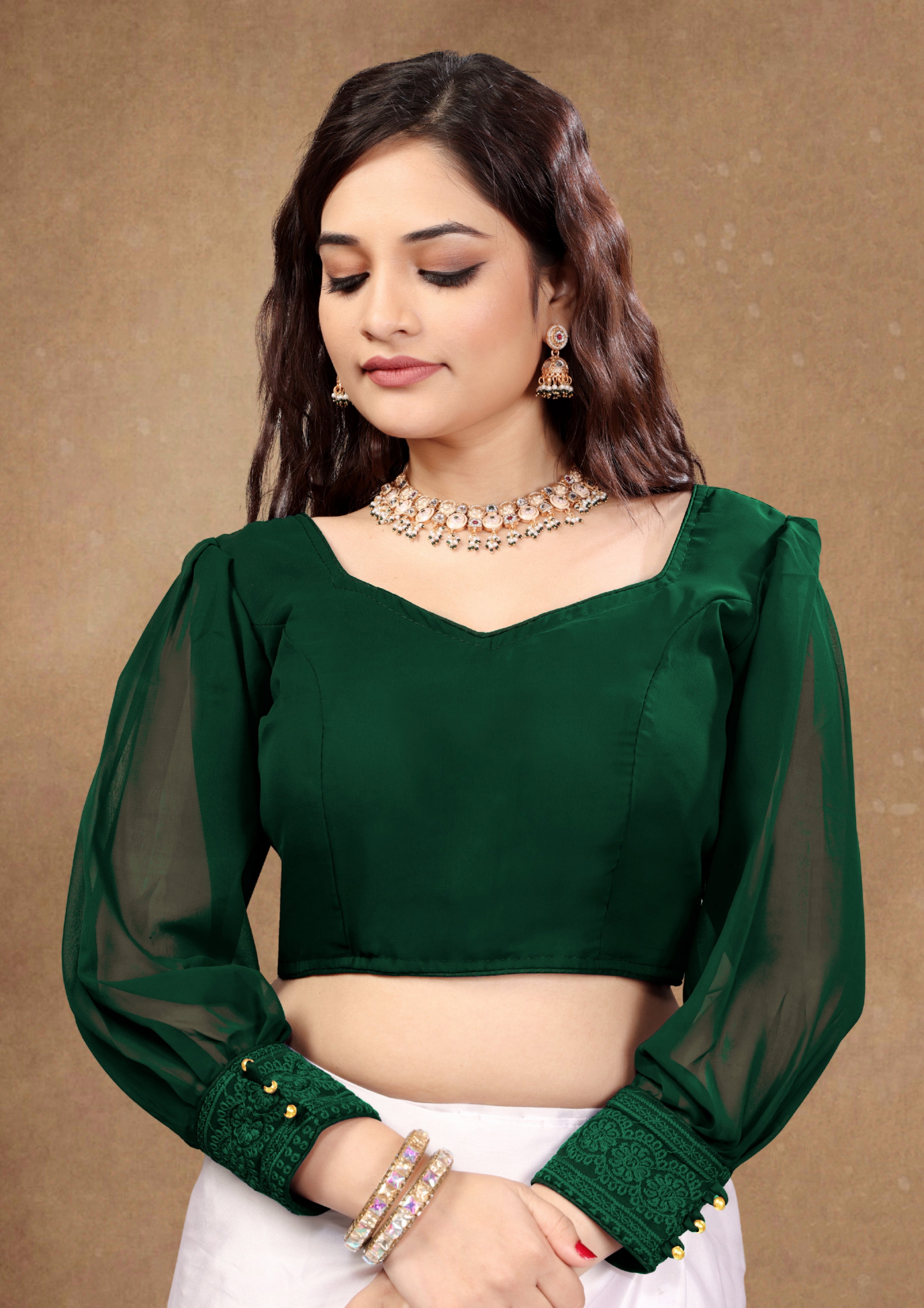 Latest Wedding Wear full sleeve Blouse, Imported Georgette Blouse, Back side button with back hook pattern blouse, Designer Pattern Blouse, Stylist Blouse For Women, Heavy Designer Blouse