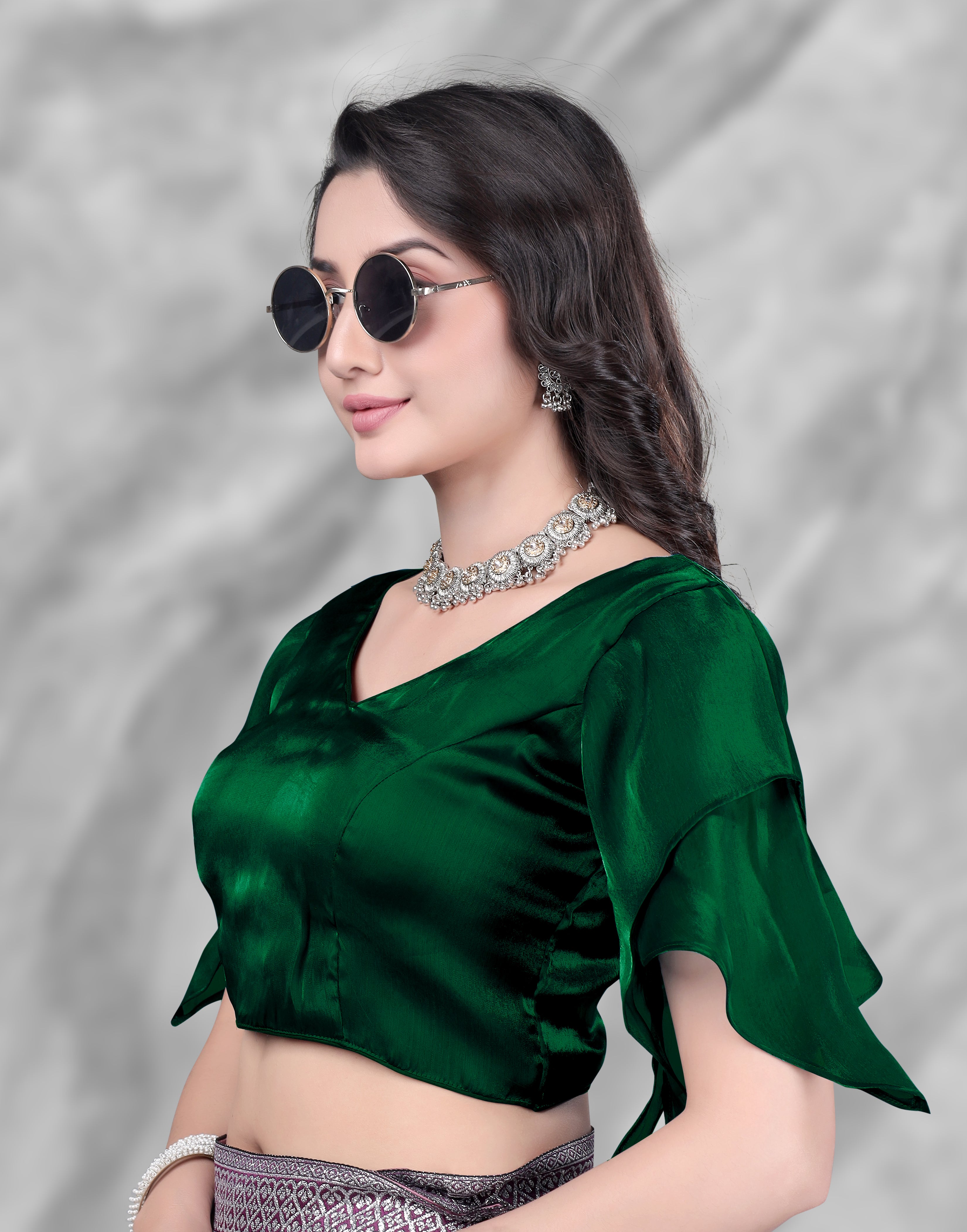 •  Stylish Zimmy  Choo Fabric Blouse for Women with Butterfly Sleeves, Perfect for Festive Wear, Wedding Wear and Party Occasions