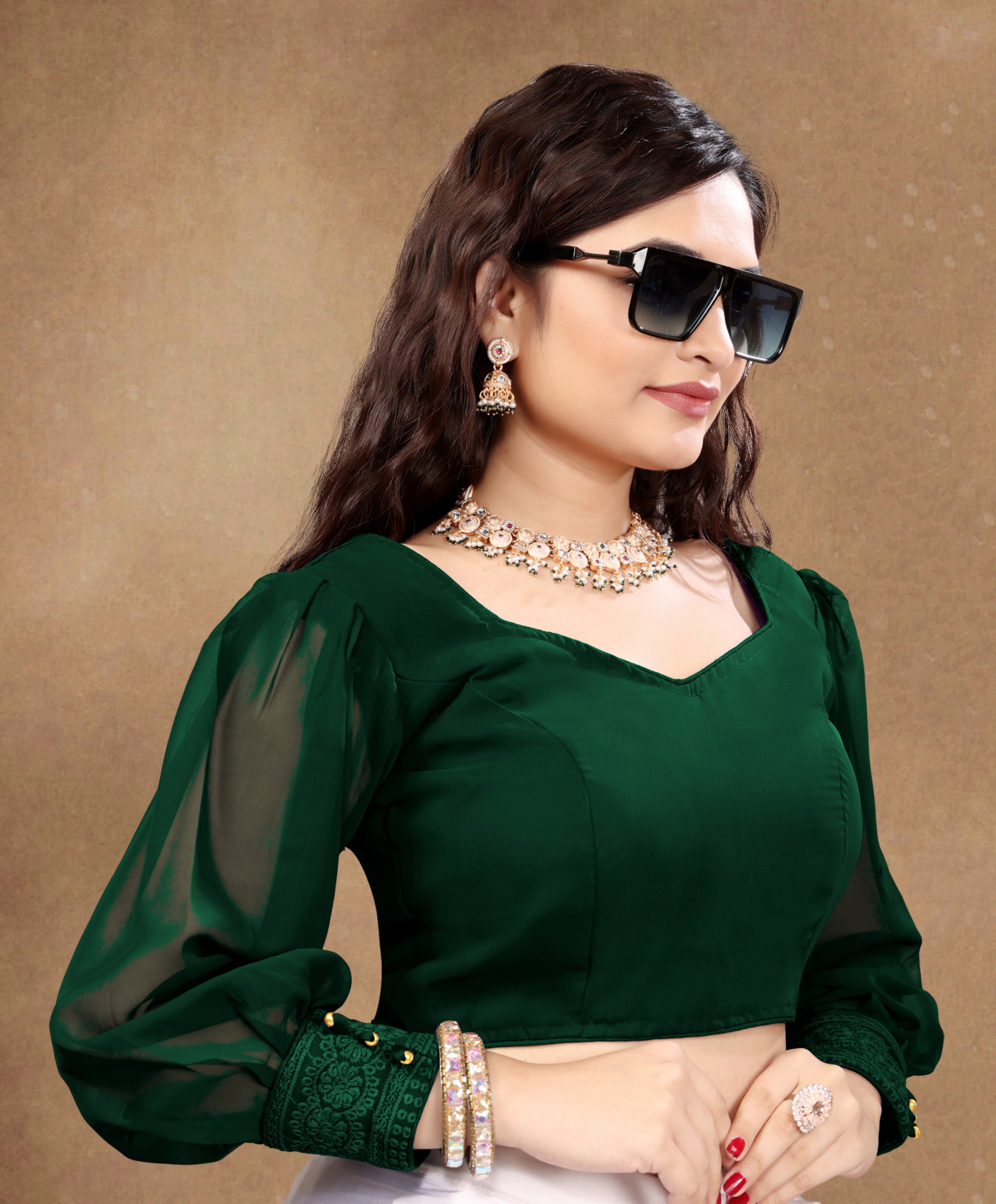 Latest Wedding Wear full sleeve Blouse, Imported Georgette Blouse, Back side button with back hook pattern blouse, Designer Pattern Blouse, Stylist Blouse For Women, Heavy Designer Blouse