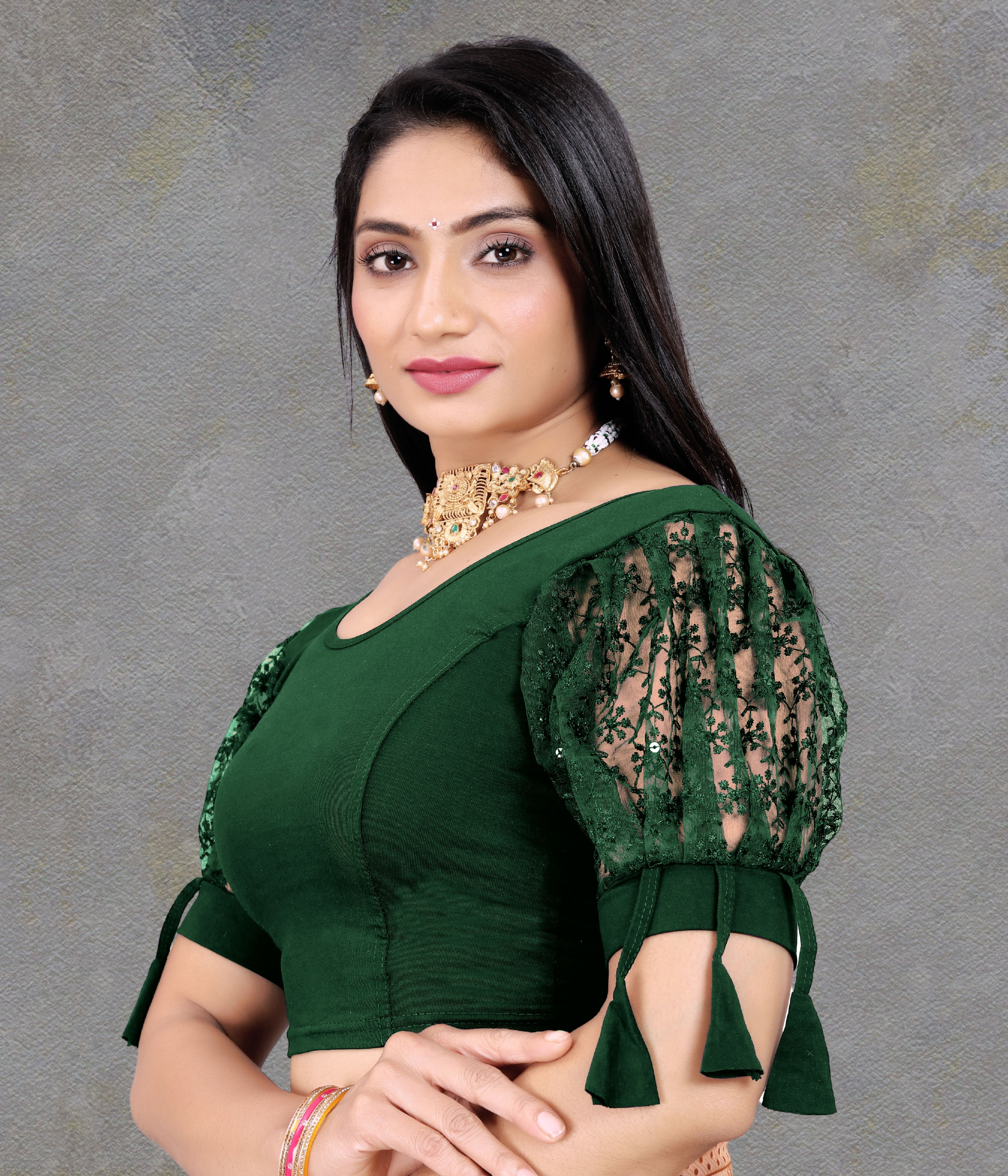 100% Cotton Lycra Latest Designer Cotton Lycra Blouse For Women With Embroidery Work With Stylist Half Sleeve