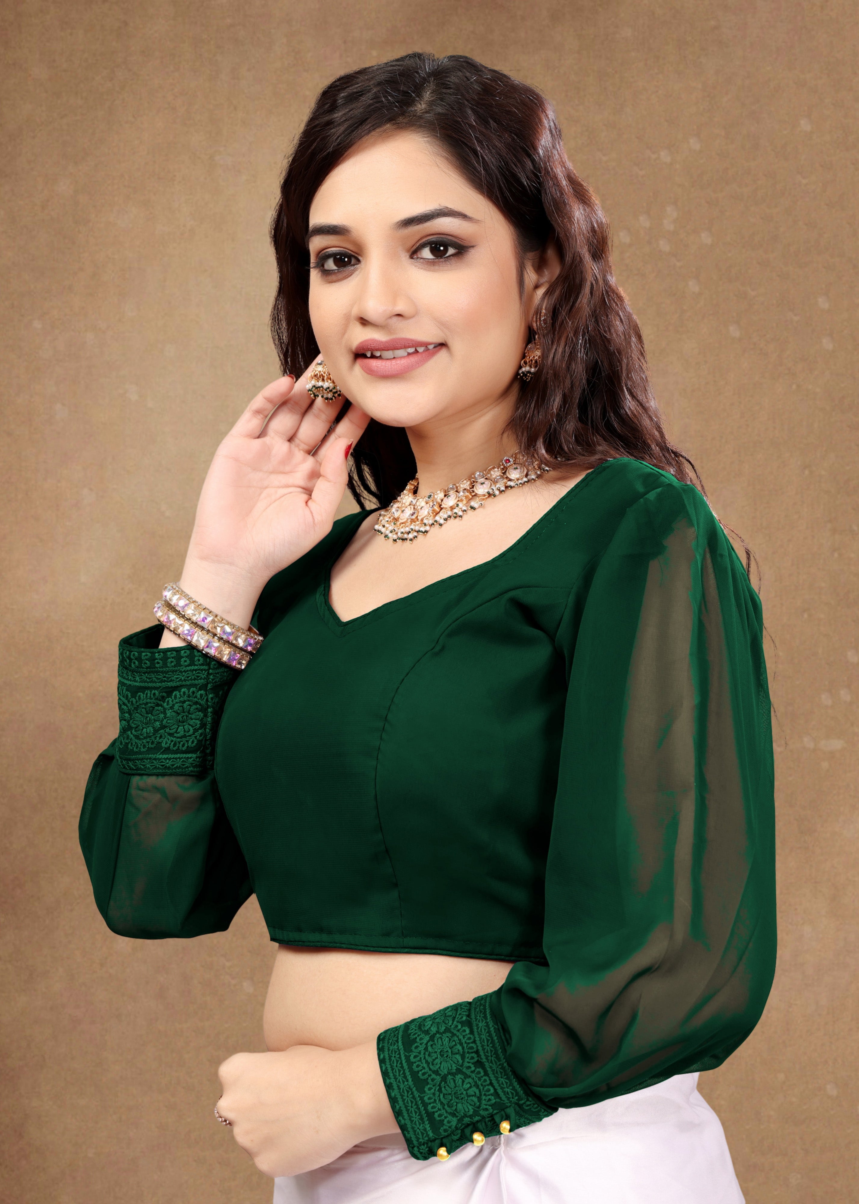 Latest Wedding Wear full sleeve Blouse, Imported Georgette Blouse, Back side button with back hook pattern blouse, Designer Pattern Blouse, Stylist Blouse For Women, Heavy Designer Blouse