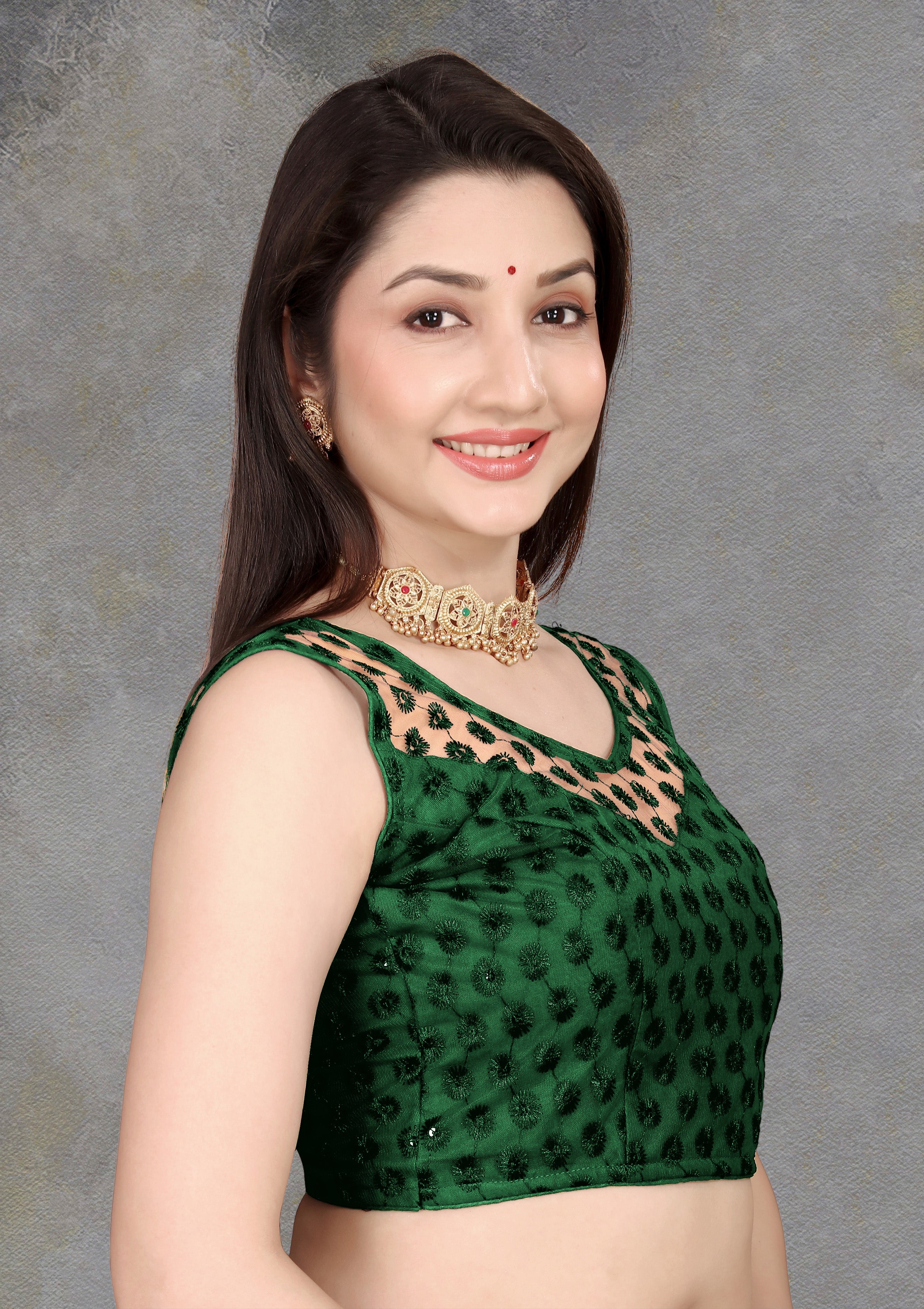Sleeveless Readymade Net Stylist Blouse, Stylist Blouse, traditional wear, fancy blouse for women,