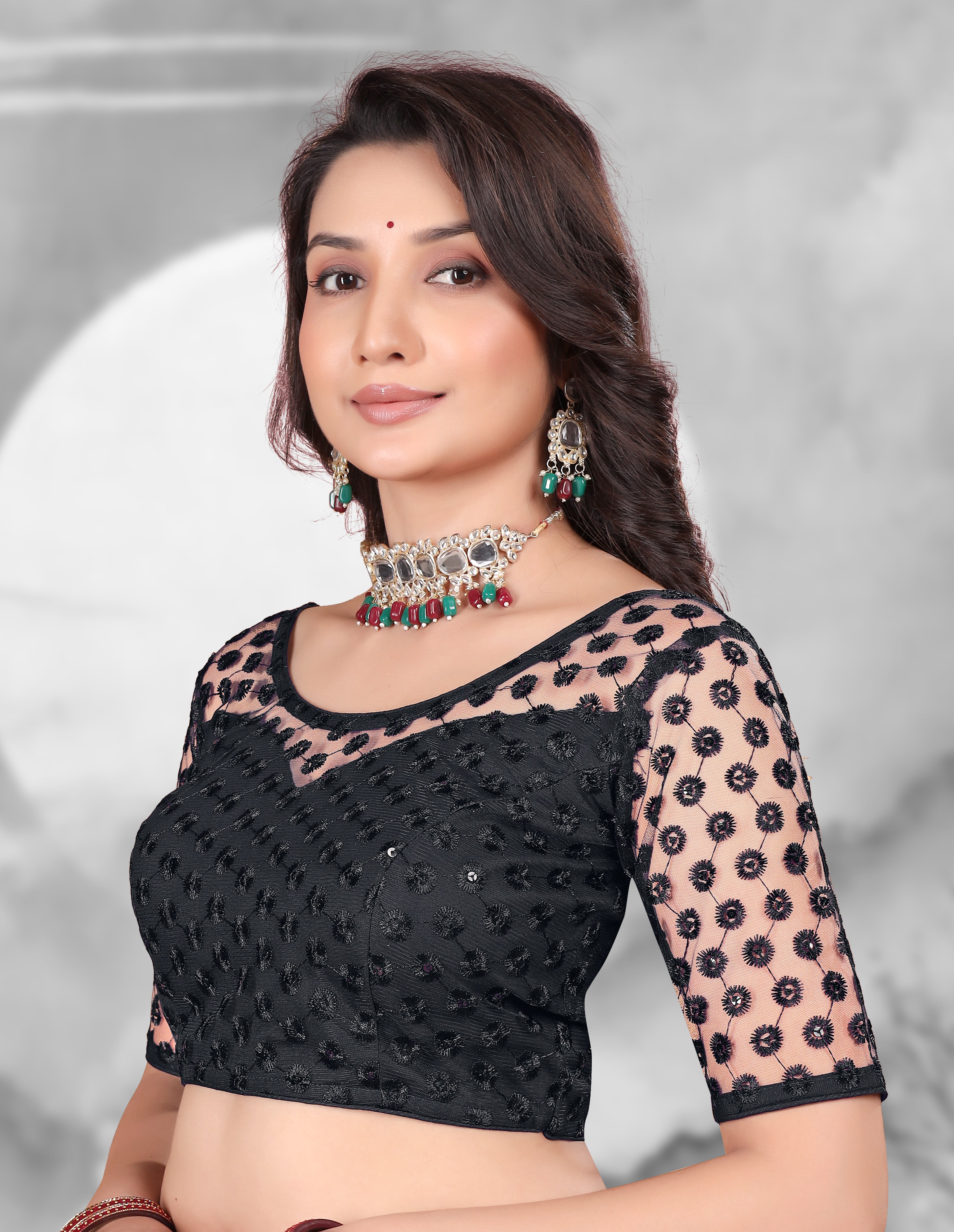 Readymade Saree Blouse for Girls & Women, Readymade Alterable Net Sequenc blouse, Stylist Blouse for women, new designer blouse. Net with work blouse