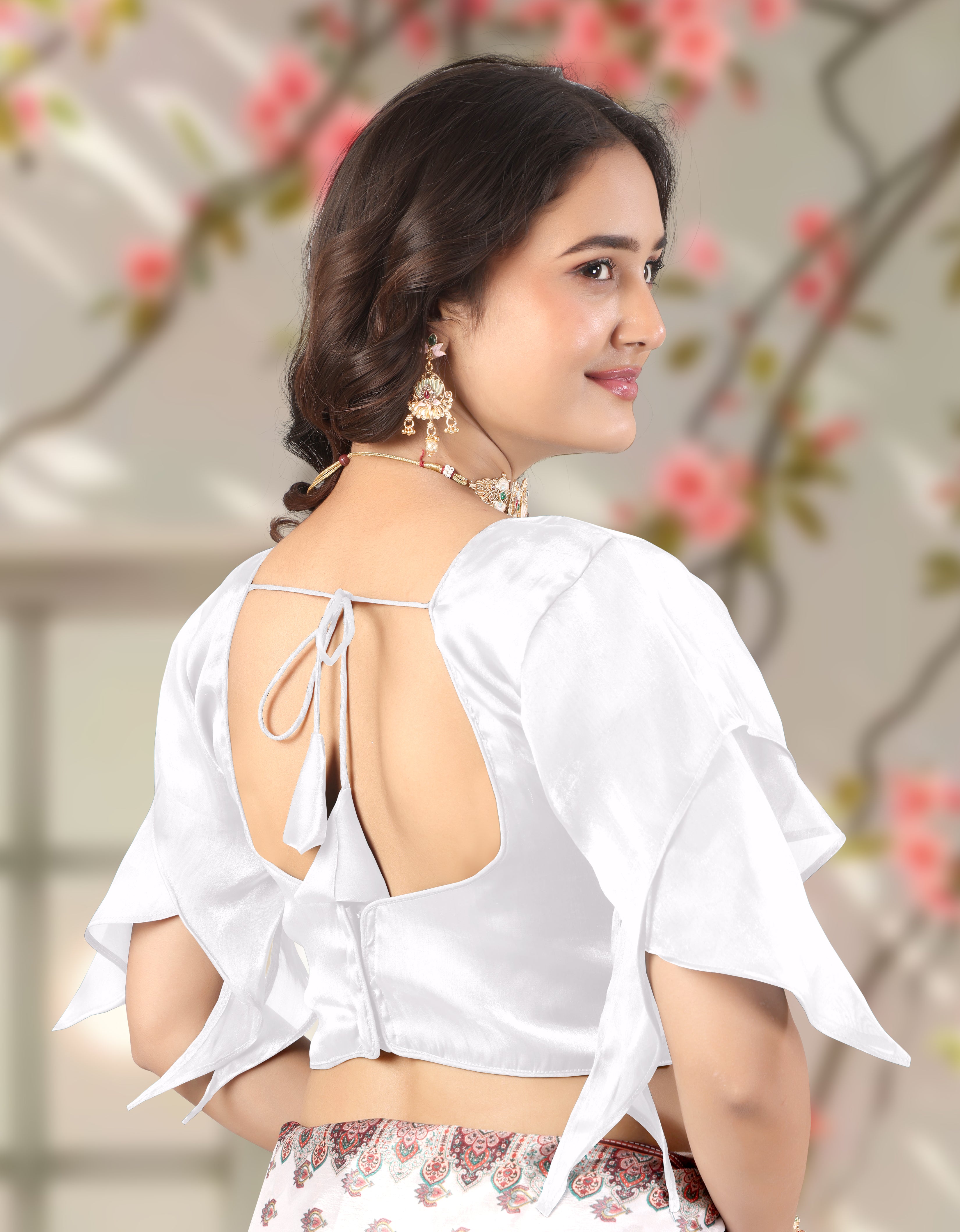 •  Trendy Zimmy  Choo Fabric Blouse for Women with Butterfly Sleeves, Perfect Ethnic Wear for Saree and Lehenga, Ideal for Wedding and Festive Wear