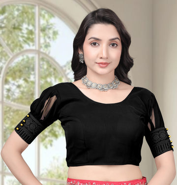 Stylish Women Designer Blouse Georgette Ready Made Half Sleeve Saree Blouse Party Wear