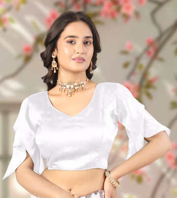 •  Trendy Zimmy  Choo Fabric Blouse for Women with Butterfly Sleeves, Perfect Ethnic Wear for Saree and Lehenga, Ideal for Wedding and Festive Wear