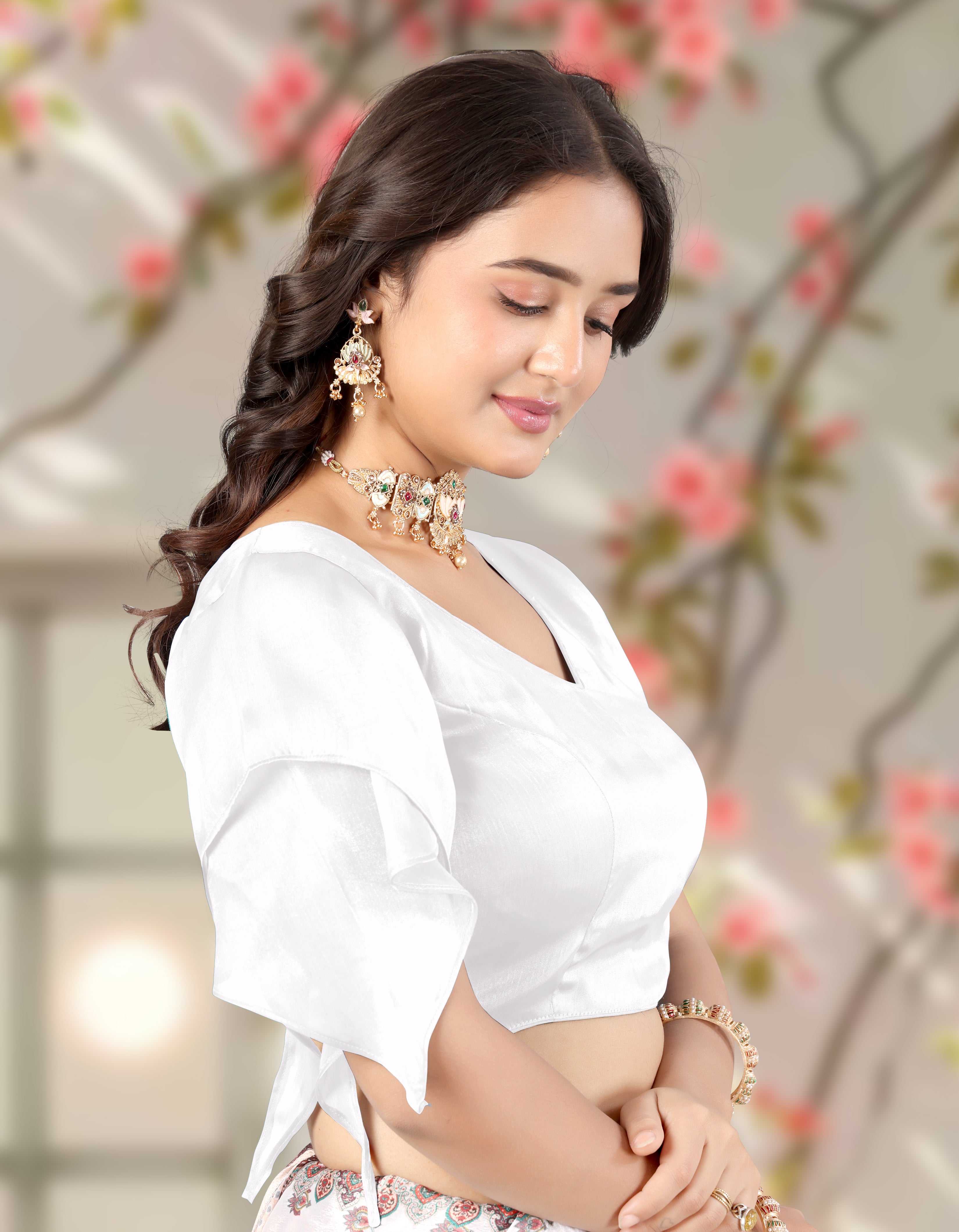 •  Trendy Zimmy  Choo Fabric Blouse for Women with Butterfly Sleeves, Perfect Ethnic Wear for Saree and Lehenga, Ideal for Wedding and Festive Wear
