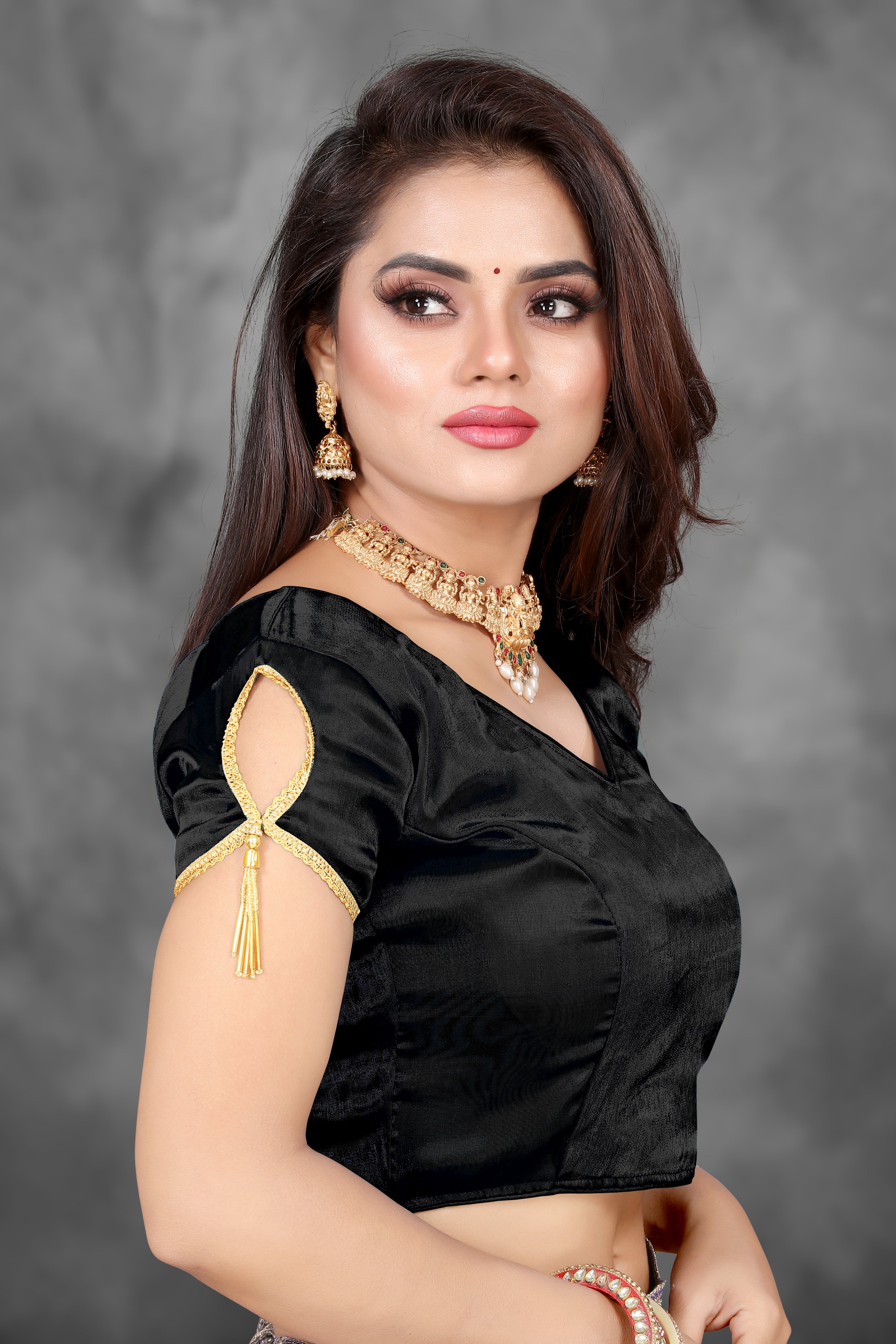 Readymade Alterable Fancy Latkan Organza Blouse, Stylist Work Bollywood Blouse for women, Wedding Wear Party Wear Blouse, Short Sleeve Blouse For Women