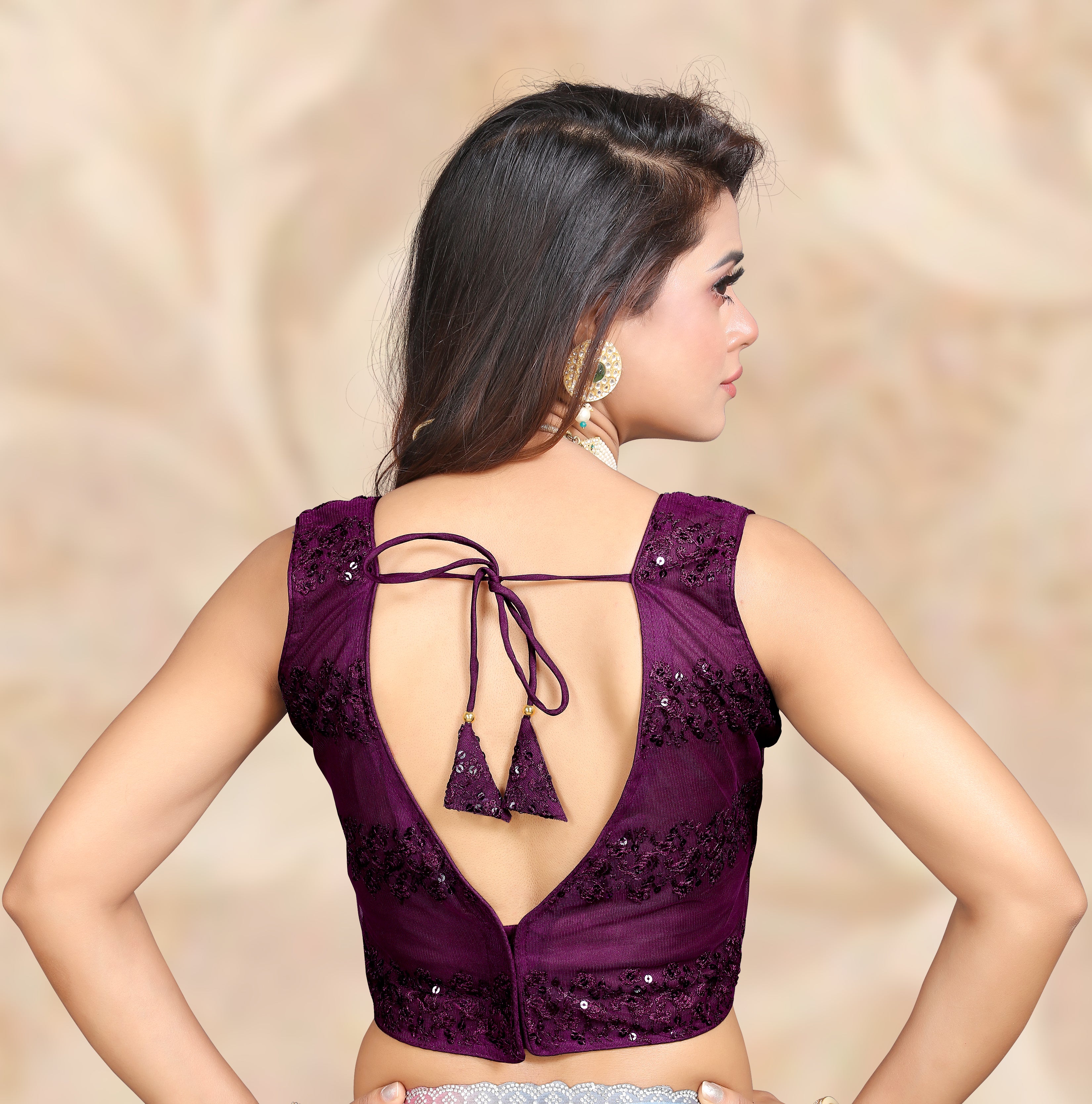 Women Stylish Designer Full Stitched Sleeveless Net Blouse with Embroidery Work Readymade Party Wear Blouse for Wedding Festive Occasion Latest Fashion