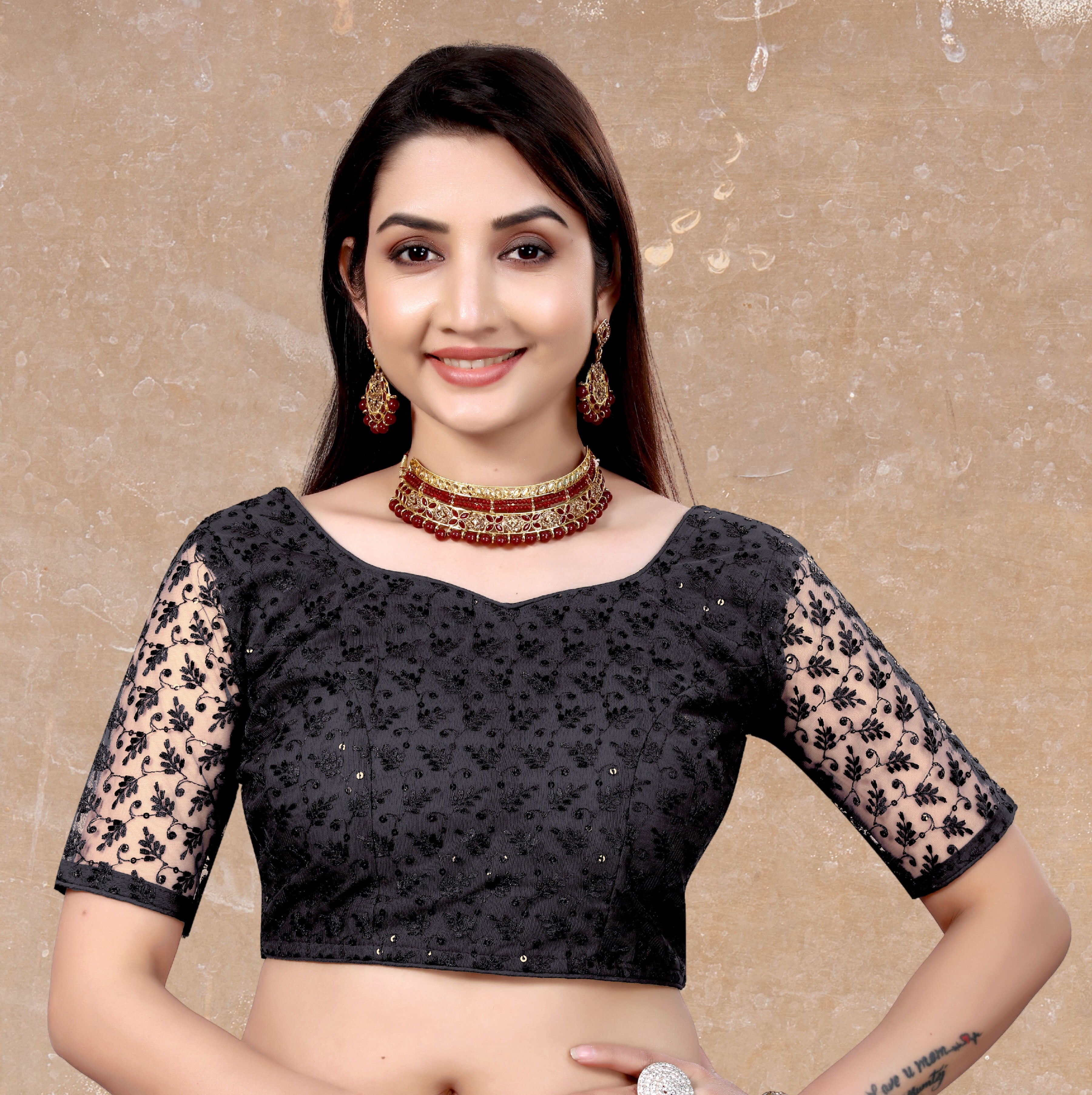 Readymade Net Sequenc Blouse, Stylist Blouse, traditional wear